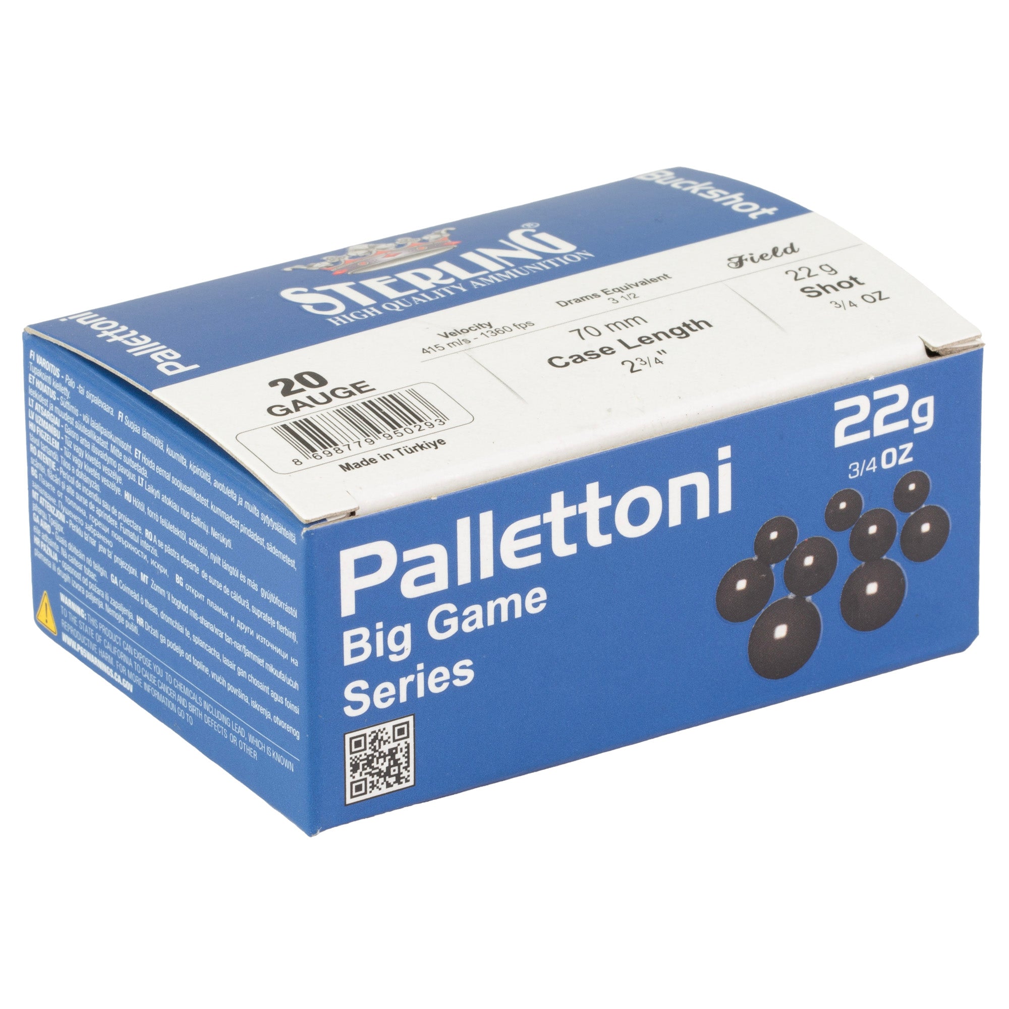 Sterling Big Game Series 20 Gauge 2.75-inch Buckshot Ammunition, 00 Buck - 10 Rounds per Box