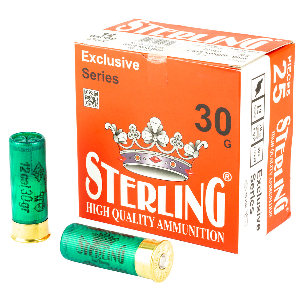Sterling Exclusive Series 12 Gauge Shotgun Shells - 30 Gr. #9, 1 1/6 oz, 25 Pack