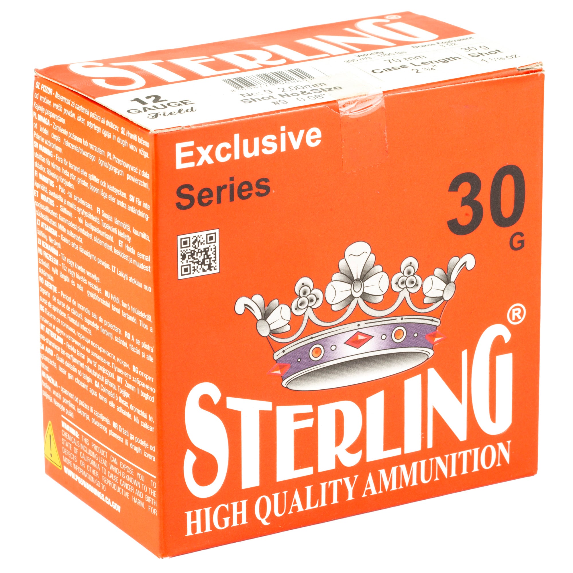 Sterling Exclusive Series 12 Gauge Shotgun Shells - 30 Gr. #9, 1 1/6 oz, 25 Pack