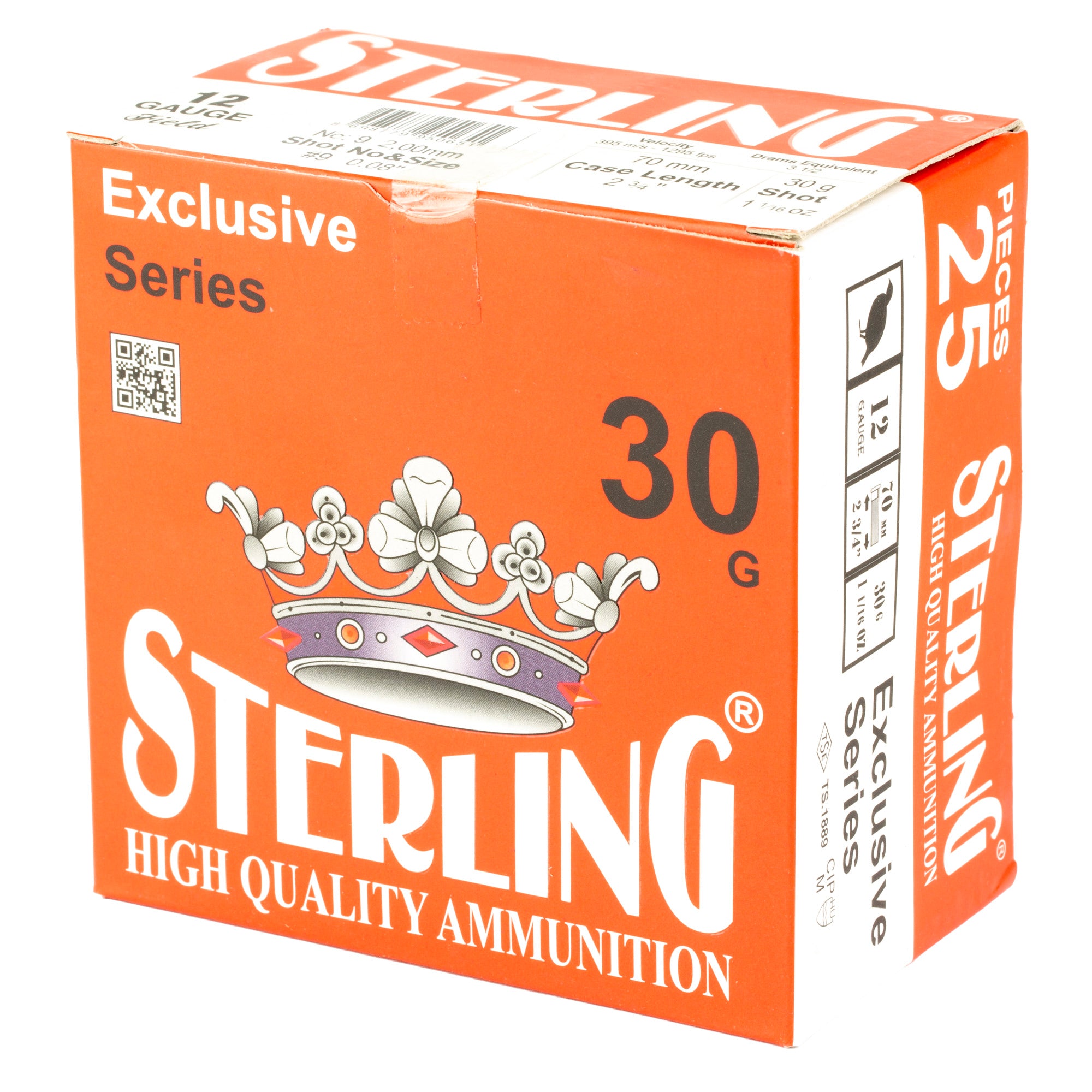 Sterling Exclusive Series 12 Gauge Shotgun Shells - 30 Gr. #9, 1 1/6 oz, 25 Pack