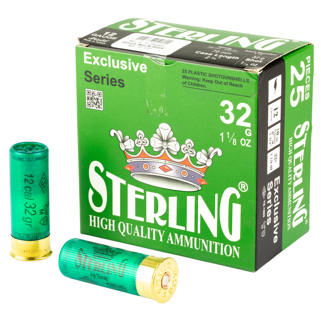 Sterling Exclusive Series 12 Gauge 2.75-Inch Shotgun Shells - 1 1/8 Oz #4 Shot, 25 Pack