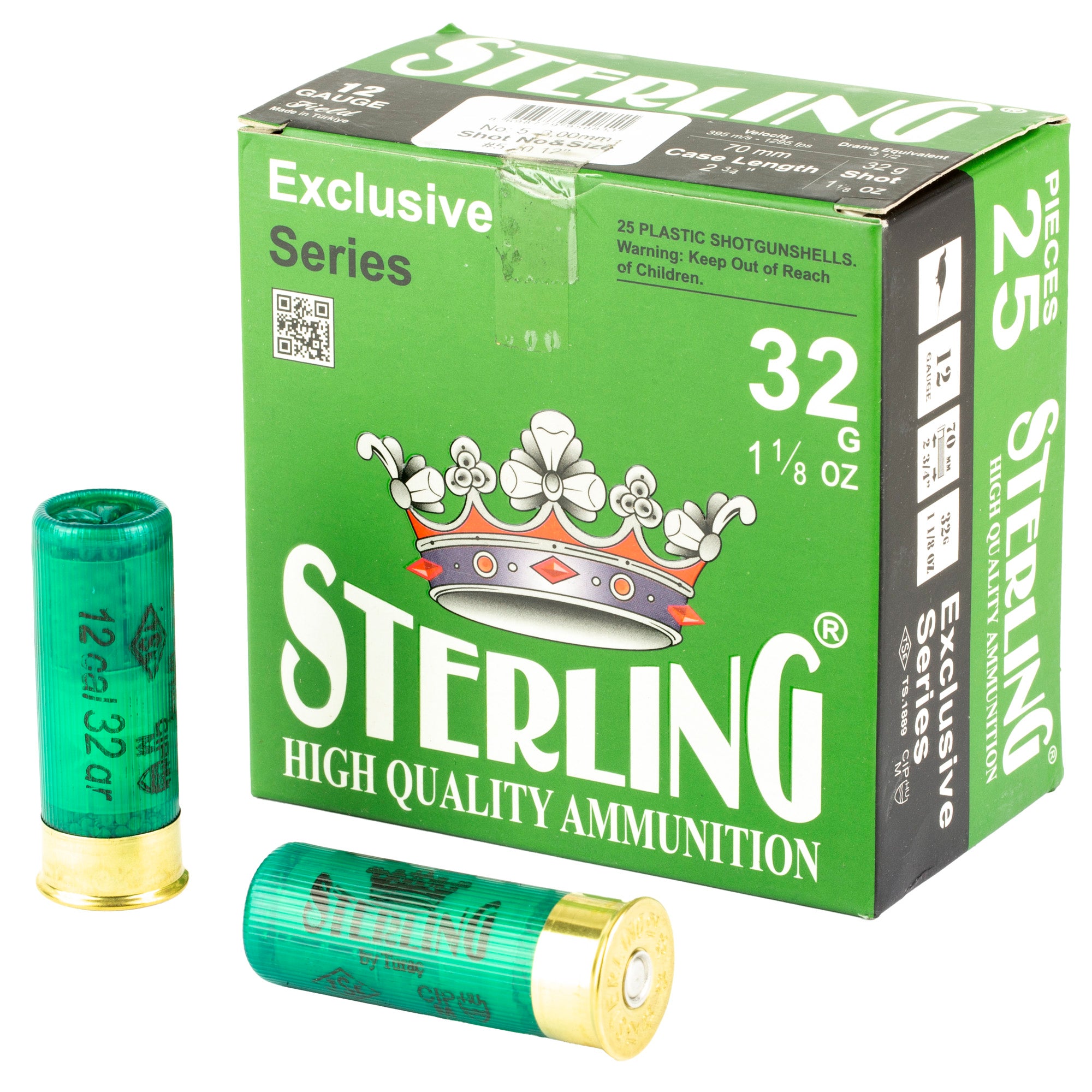 Sterling Exclusive Series 12 Gauge 2.75-inch #5 Shot Shells, 1 1/8 oz - 25 Rounds per Box