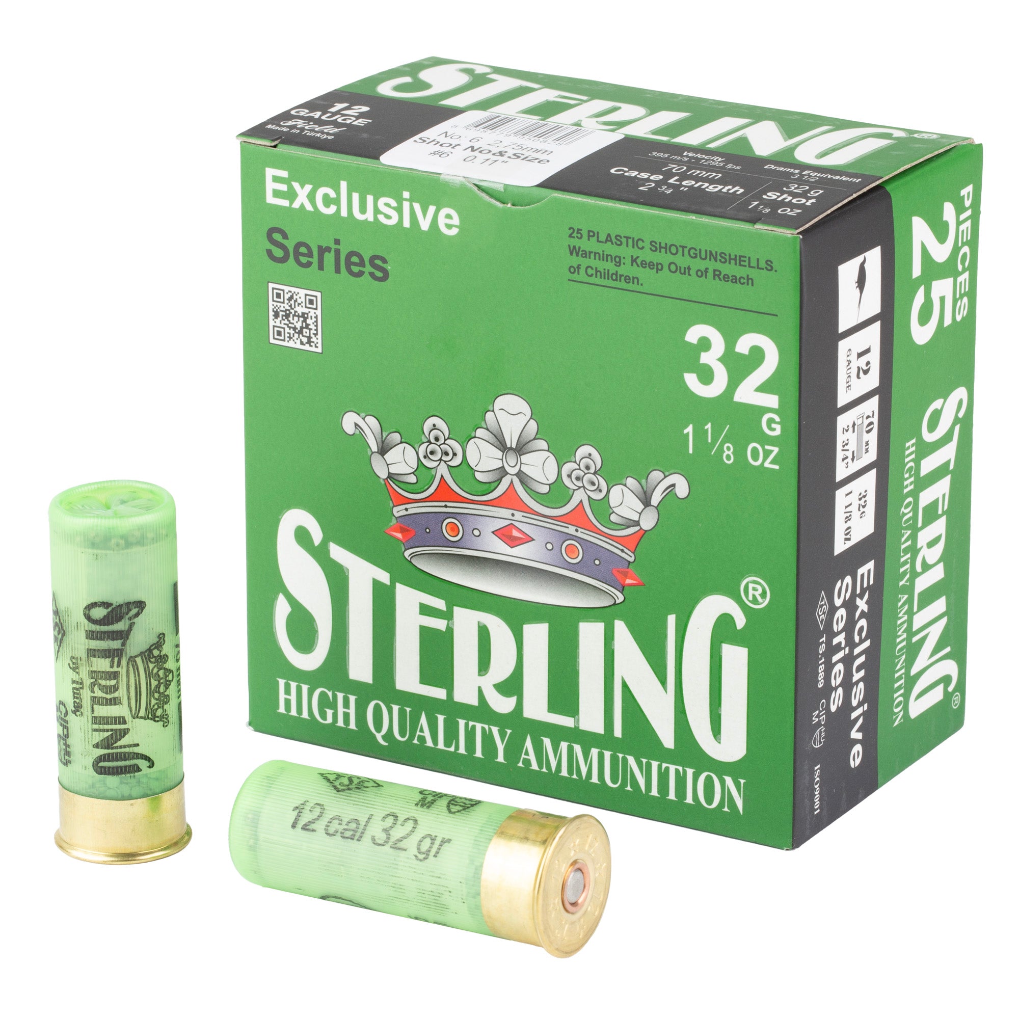 Sterling Exclusive Series 12 Gauge #6 Shot Shells – 1 1/8 oz, 25 Rounds per Box