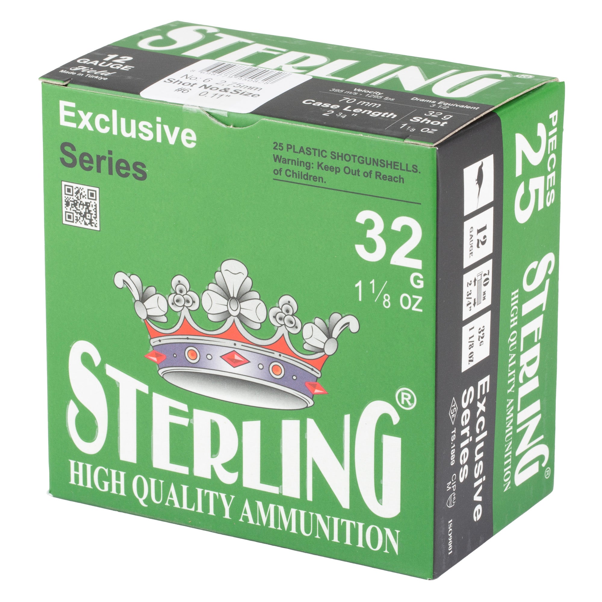 Sterling Exclusive Series 12 Gauge #6 Shot Shells – 1 1/8 oz, 25 Rounds per Box