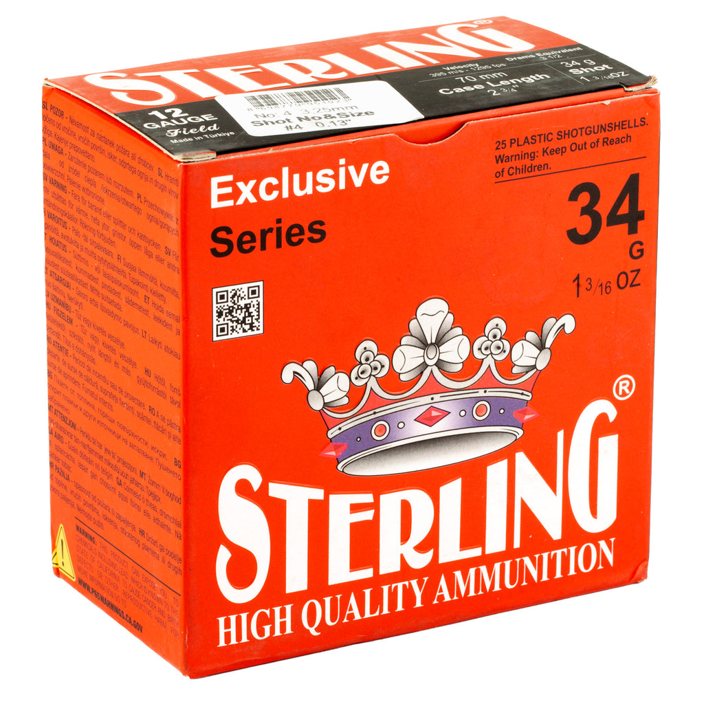 Sterling Exclusive Series 12 Gauge #4 Shot Shells – 1 3/16 oz, 25 Pack