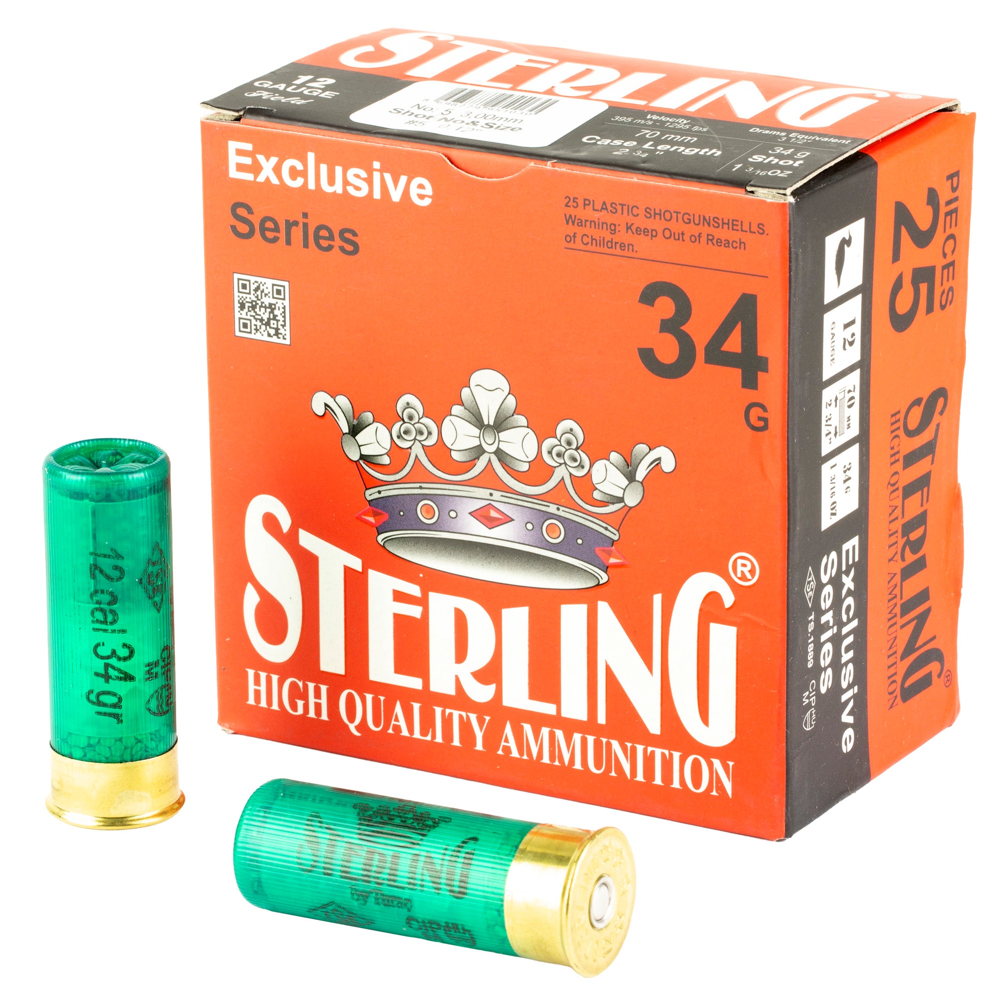 Sterling Exclusive Series 12 Gauge #5 Shot Shells – 1 3/16 oz, 25/Box