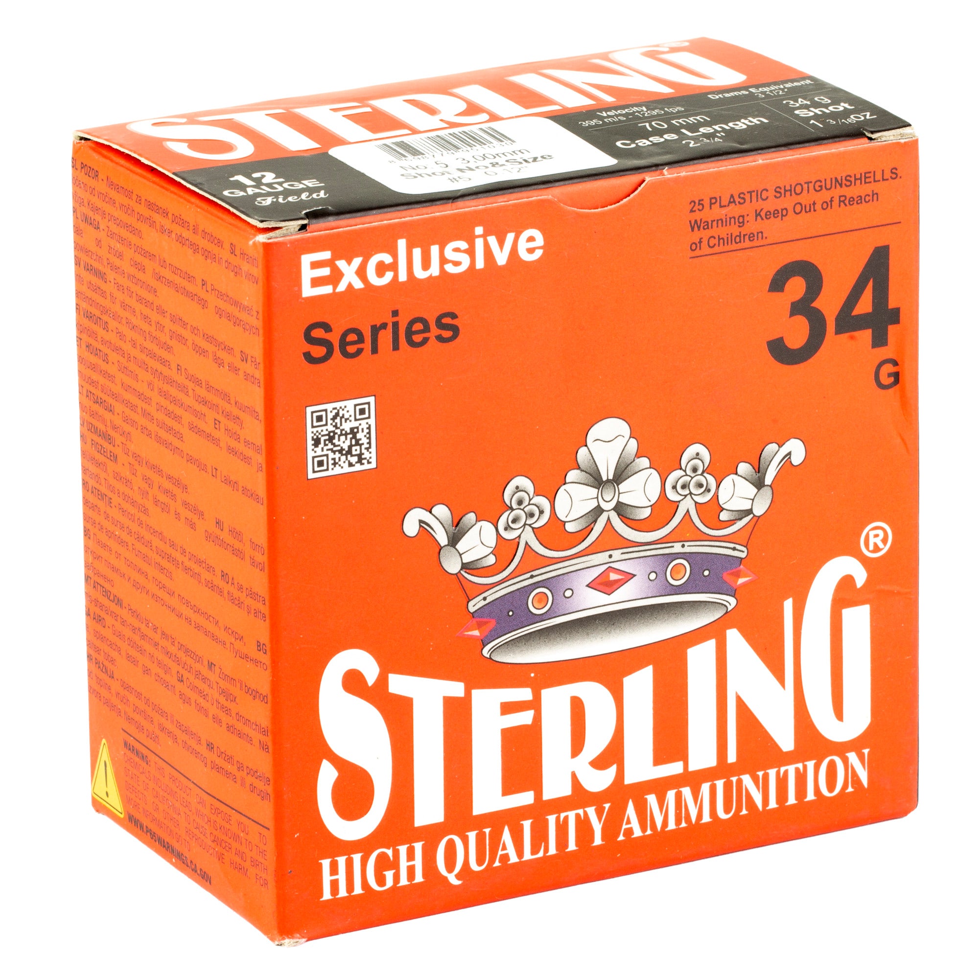 Sterling Exclusive Series 12 Gauge #5 Shot Shells – 1 3/16 oz, 25/Box