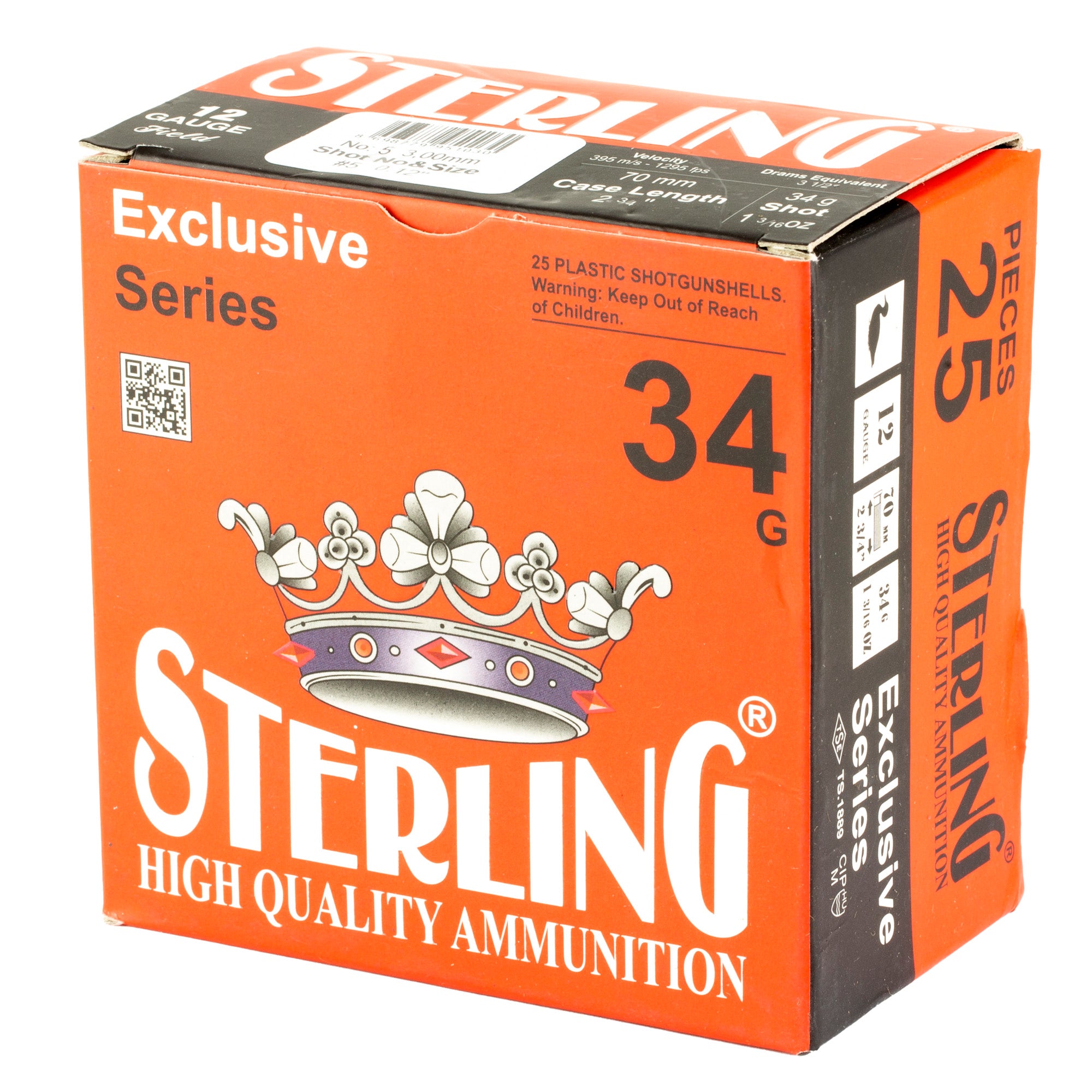 Sterling Exclusive Series 12 Gauge #5 Shot Shells – 1 3/16 oz, 25/Box