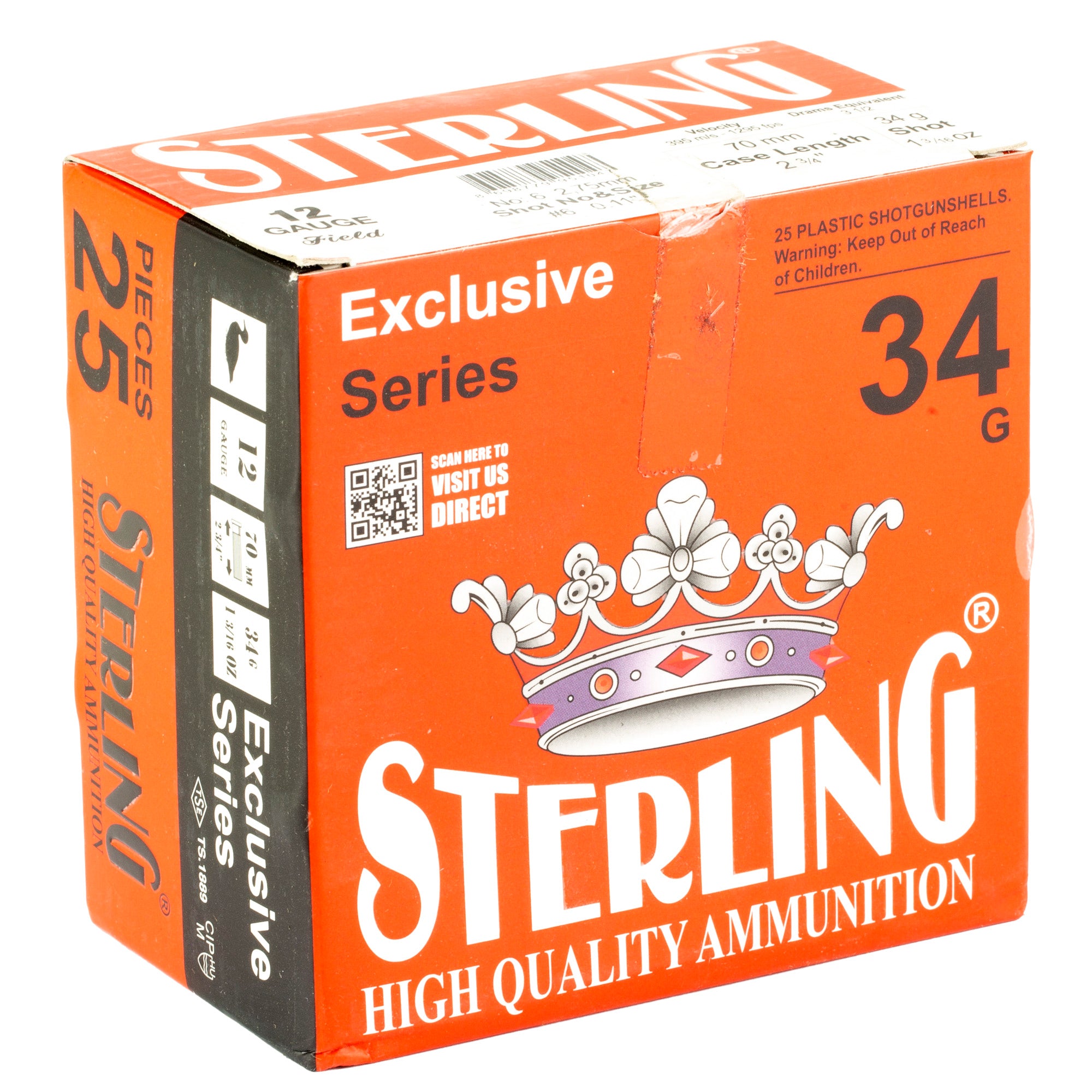 Sterling Exclusive Series 12 Gauge #6 Shot Shells – 25 Round Box