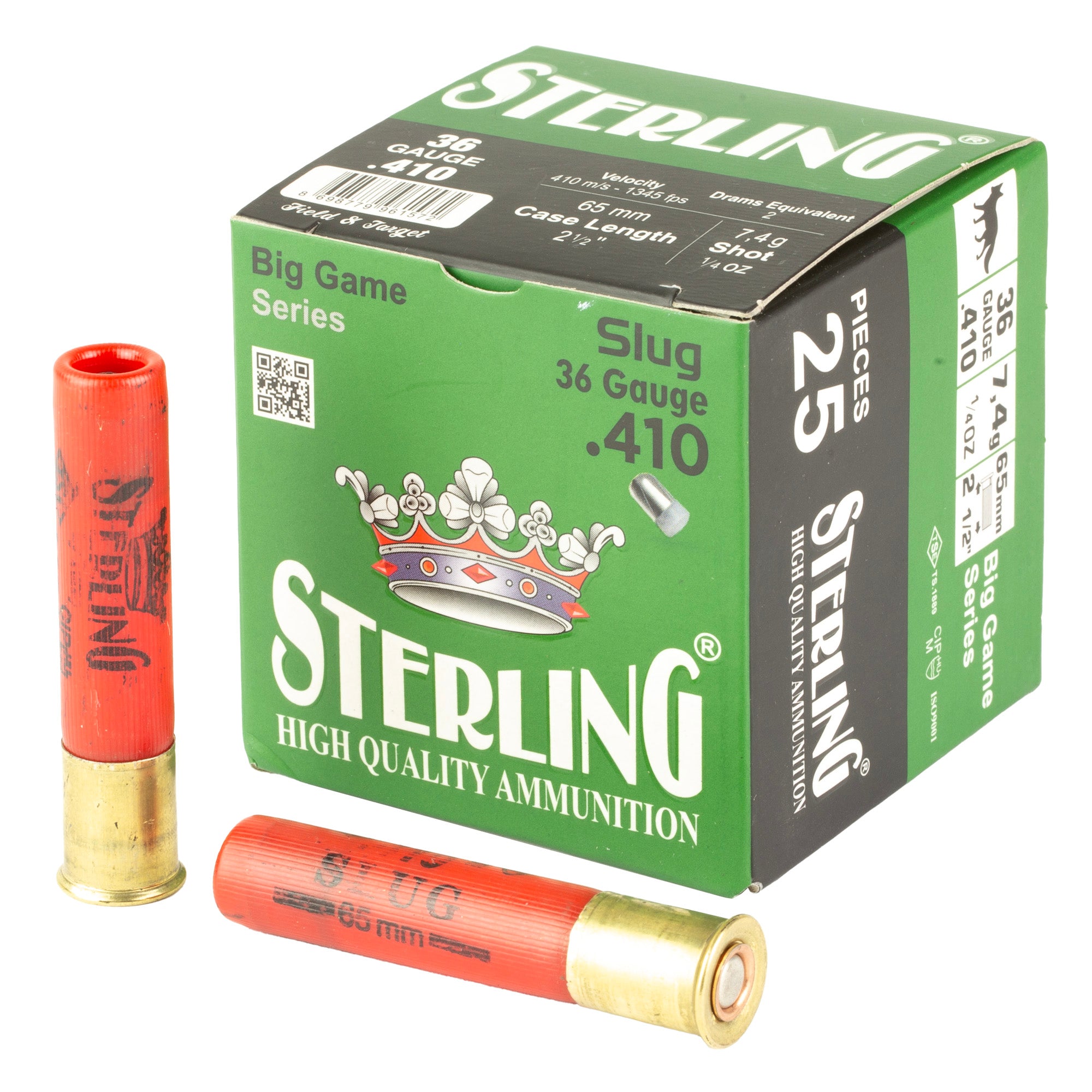 Sterling Big Game Series 410 Bore Rifled Slug Ammunition (25 Rounds per Box, 500 per Case)