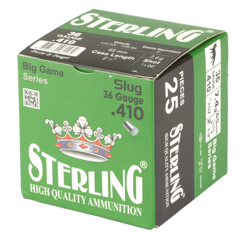 Sterling Big Game Series 410 Bore Rifled Slug Ammunition (25 Rounds per Box, 500 per Case)