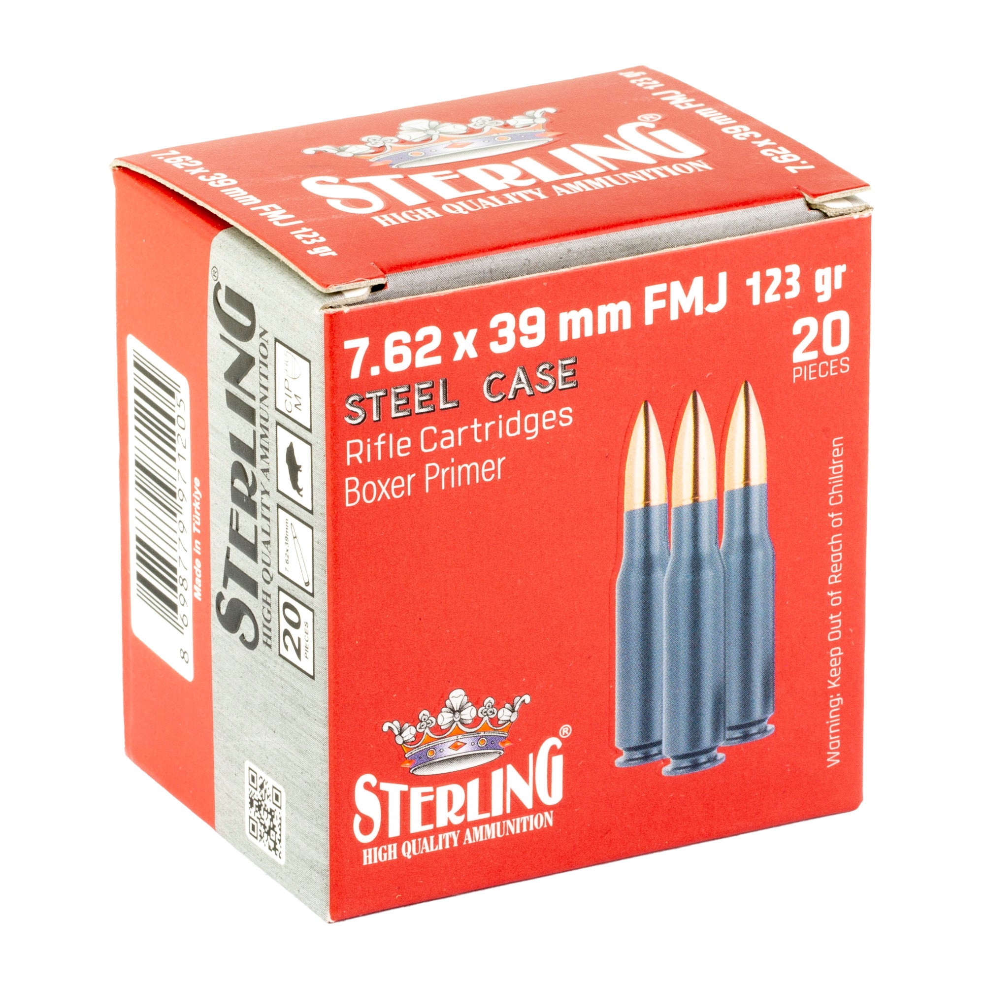 Sterling Steel Case Select 7.62x39mm Full Metal Jacket Ammo - 123 Grain, 20-Round Box