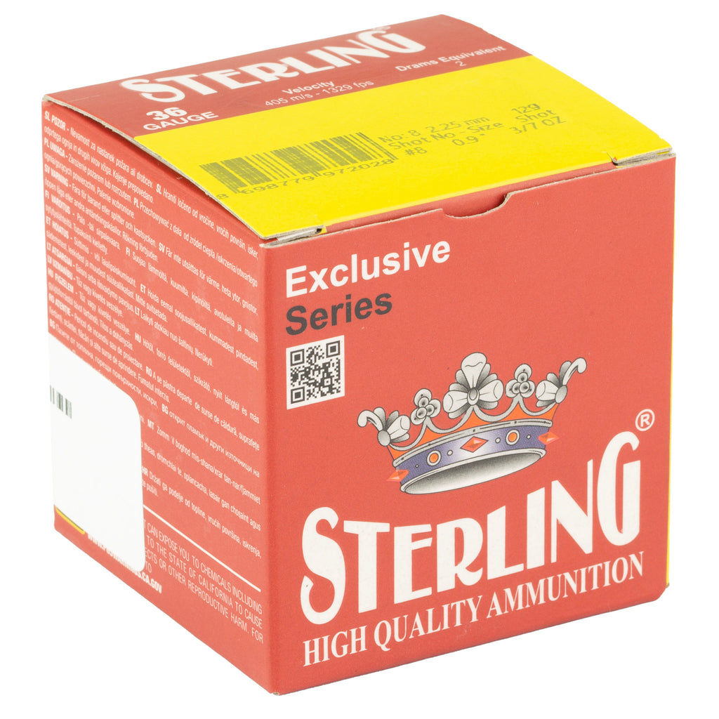 Sterling Exclusive Series 410 Bore 2.5 Inch #8 Shot Ammunition - 25 Rounds per Box, 500 per Case