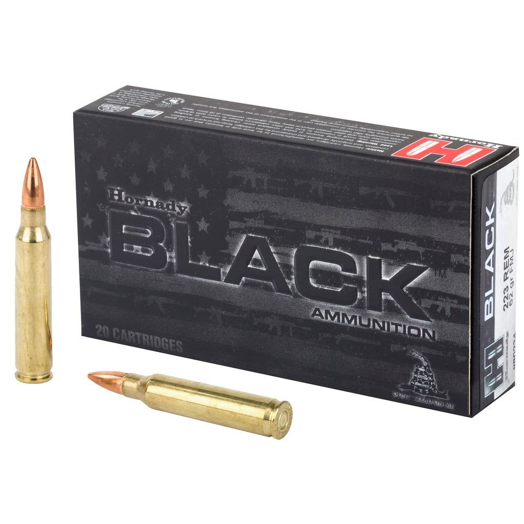Hornady BLACK .223 Remington 62 Grain FMJ Ammunition - 20 Rounds Packaging