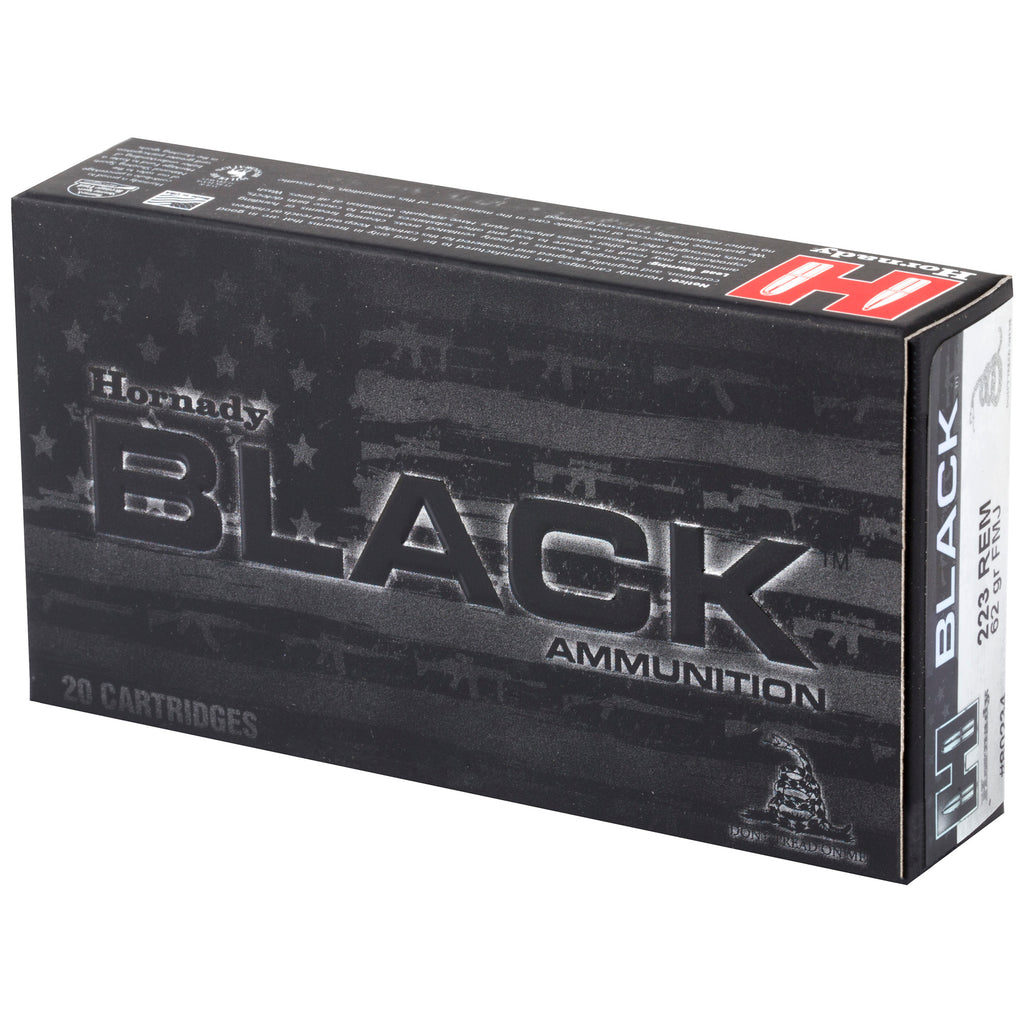 Hornady BLACK .223 Remington 62 Grain FMJ Ammunition - 20 Rounds Packaging