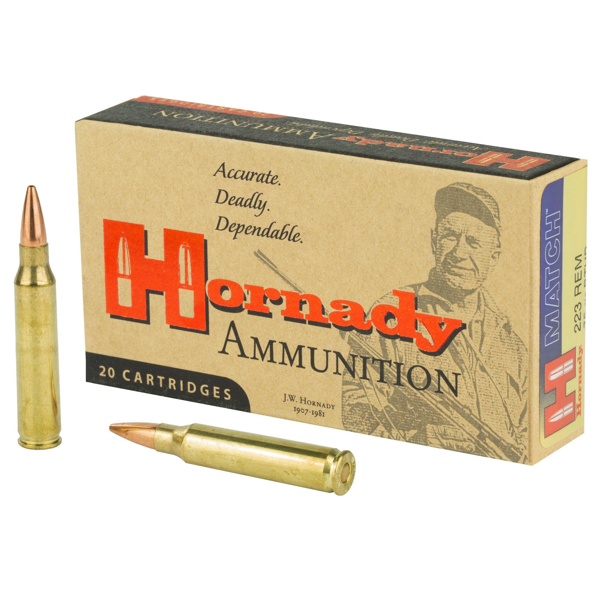 Hornady 223 Remington 75 Grain Match Boat Tail Hollow Point Ammunition (20/200)