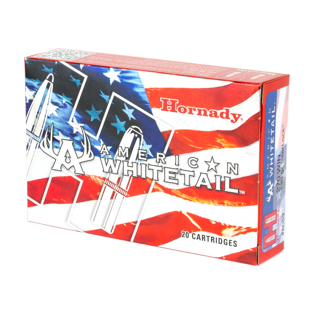 Hornady American Whitetail .270 Winchester 130-Grain InterLock Ammo, 20 Rounds