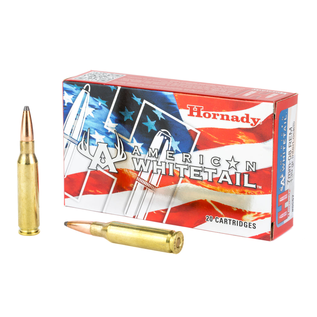 Hornady American Whitetail 7mm-08 Remington 139 Grain InterLock Ammunition - 20 Rounds