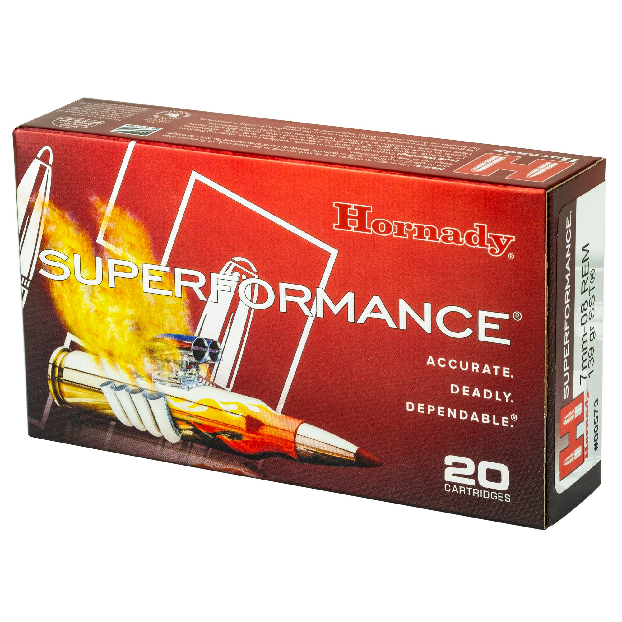 Hornady Superformance 7mm-08 139 Grain SST Rifle Ammunition - Box of 20 Rounds