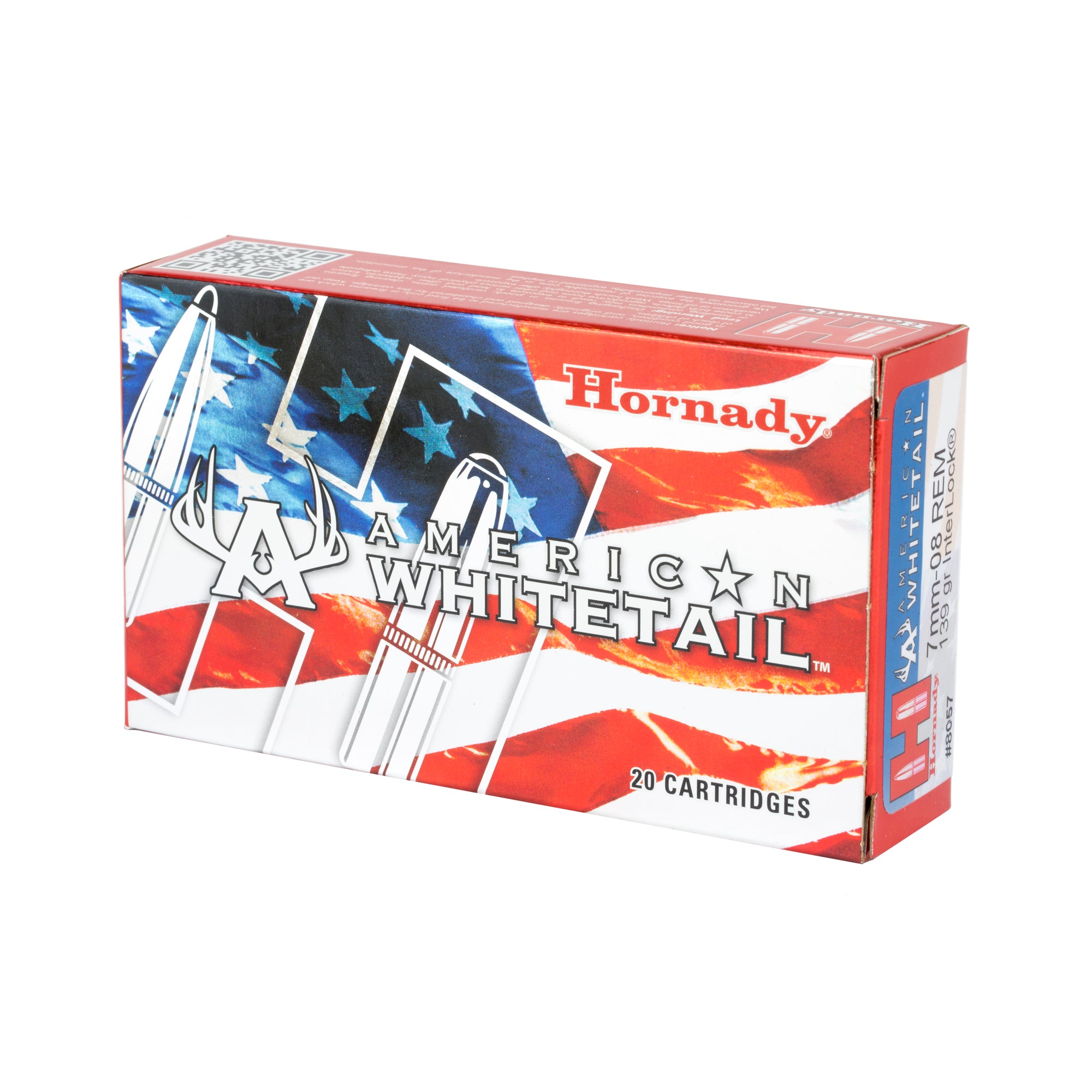 Hornady American Whitetail 7mm-08 Remington 139 Grain InterLock Ammunition - 20 Rounds