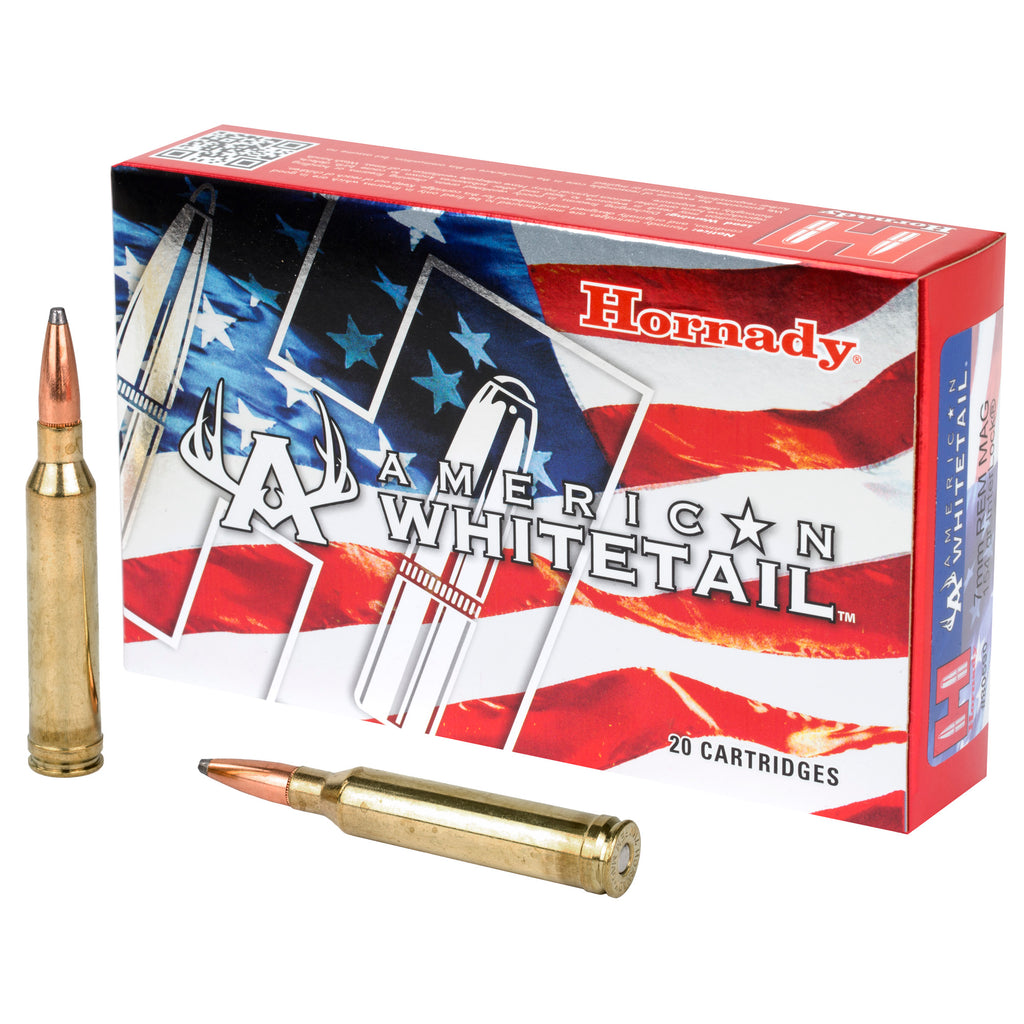 Hornady American Whitetail 7mm Remington Magnum InterLock Ammunition, 154 Grain – 20 Rounds per Box
