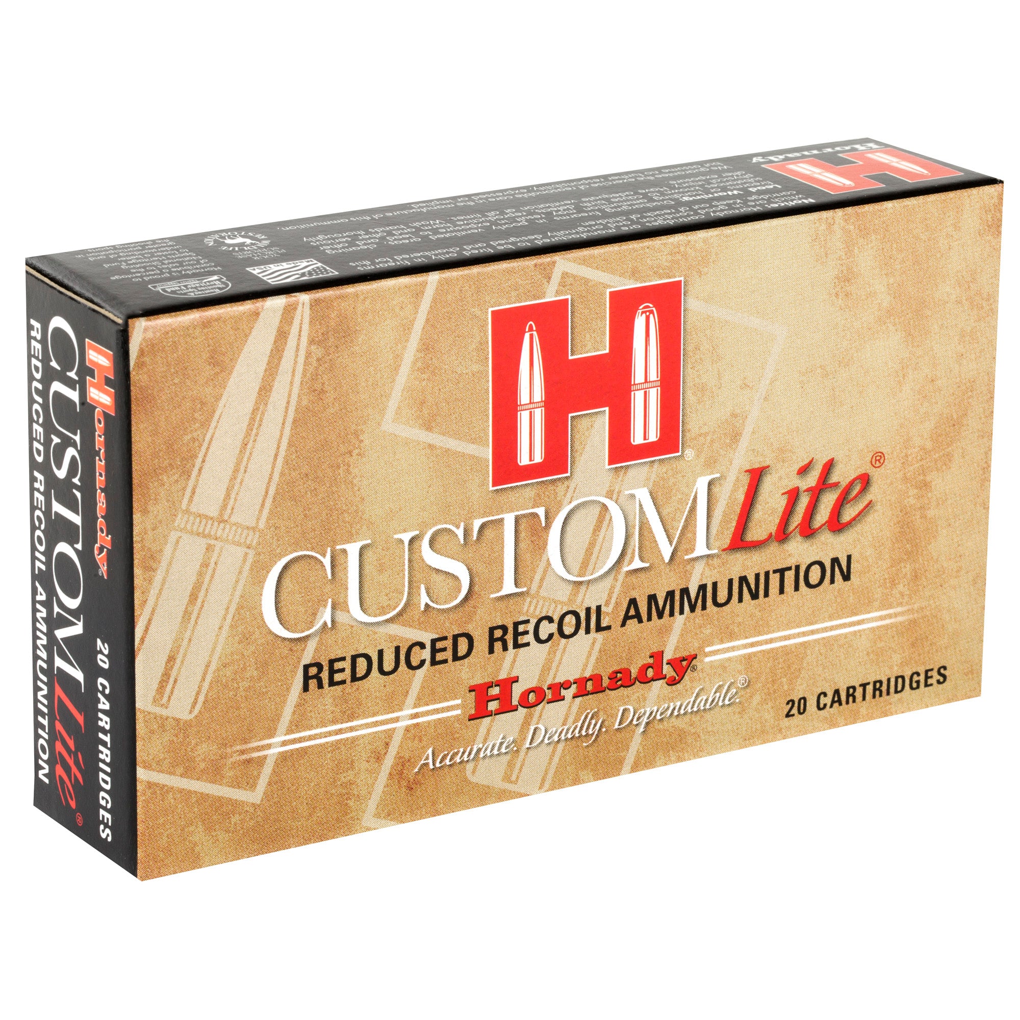 Hornady Custom Lite 308 Winchester 125 Grain SST Ammunition - Reduced Recoil for Comfortable Shooting
