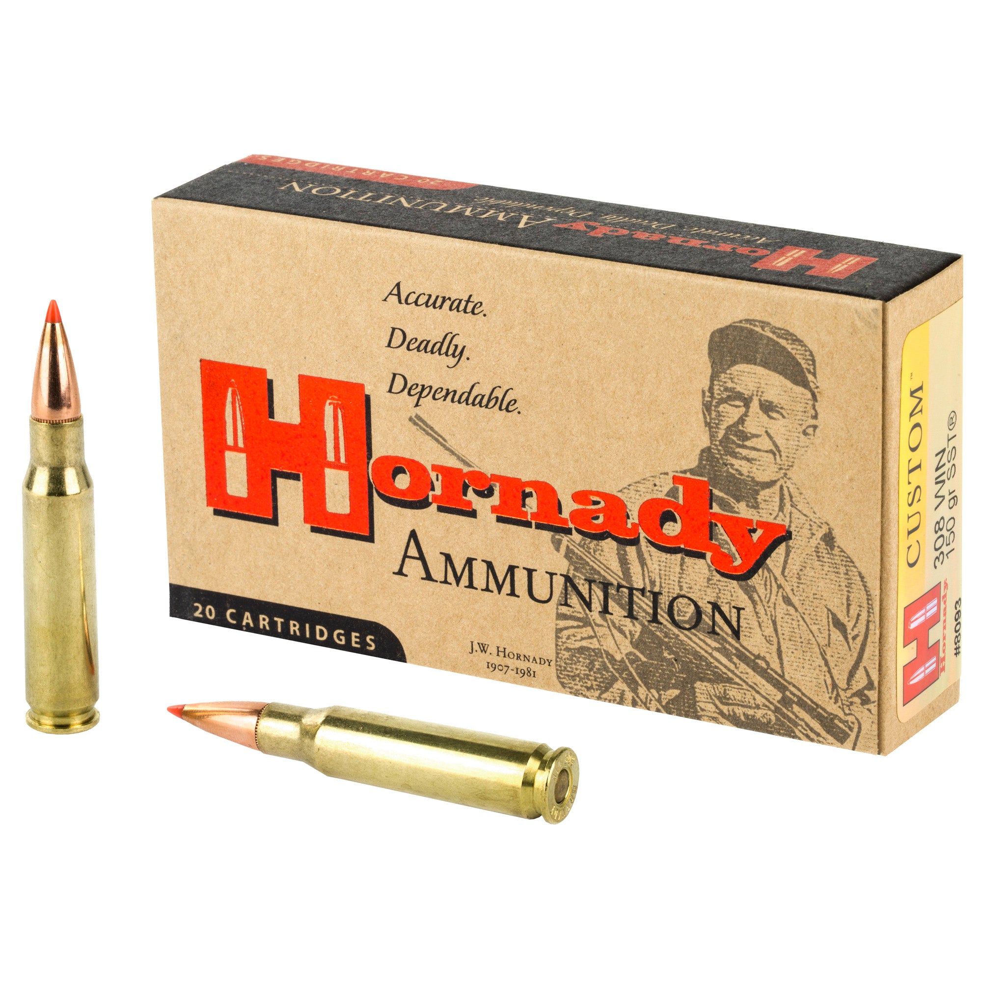 Hornady Custom 308 Winchester 150 Grain SST Ammunition (20 Rounds per Box, 200 per Case)
