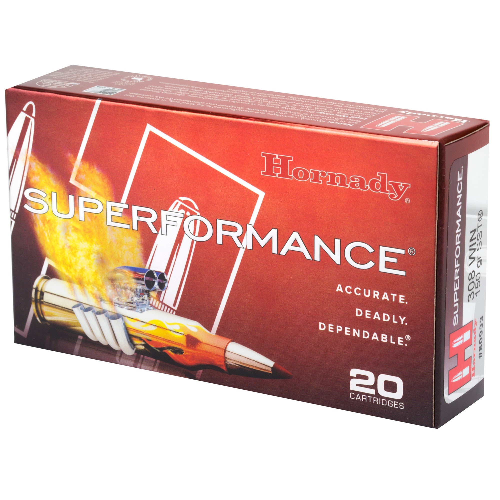Hornady Superformance 308 Winchester 150-Grain SST Ammo - 20 Rounds per Box