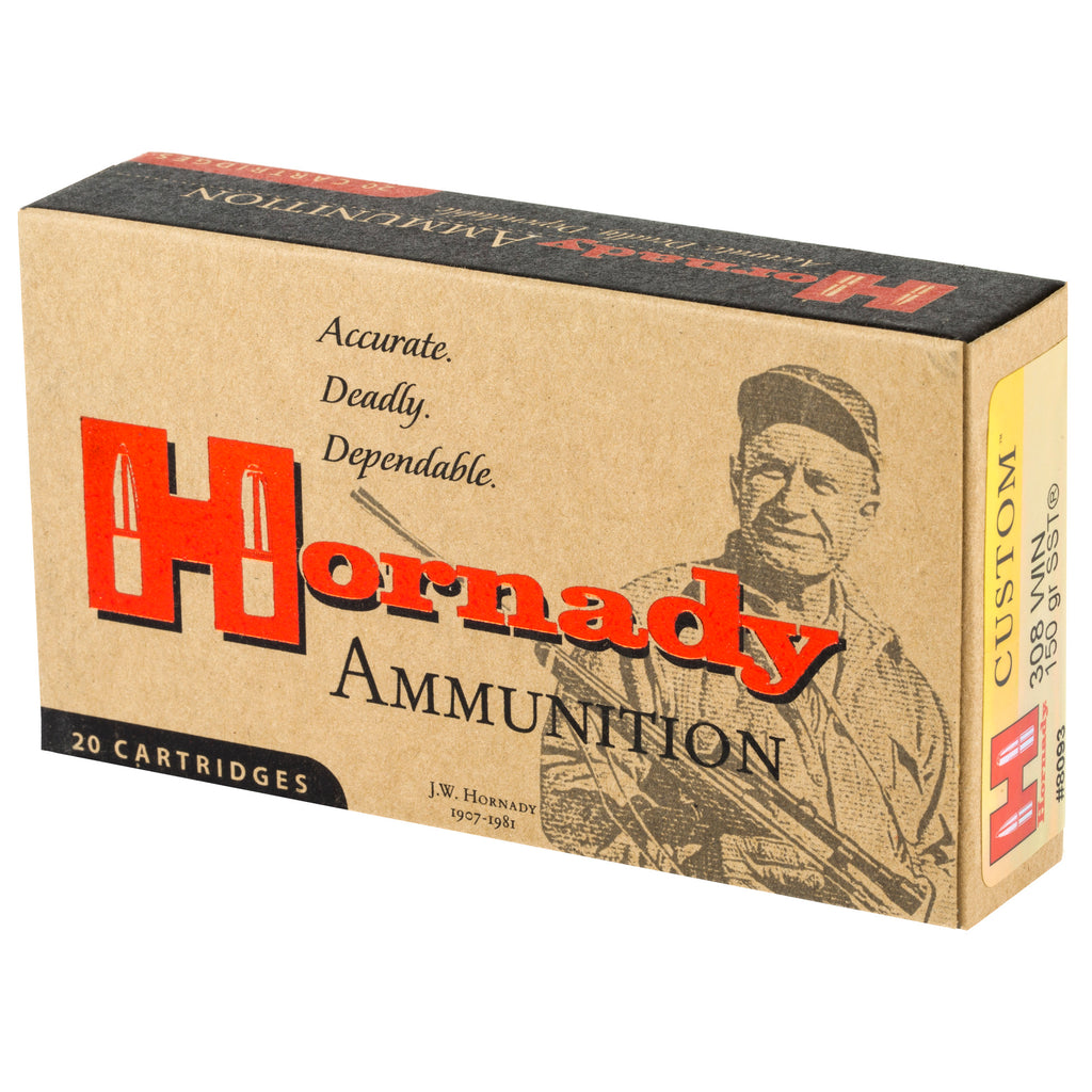 Hornady Custom 308 Winchester 150 Grain SST Ammunition (20 Rounds per Box, 200 per Case)