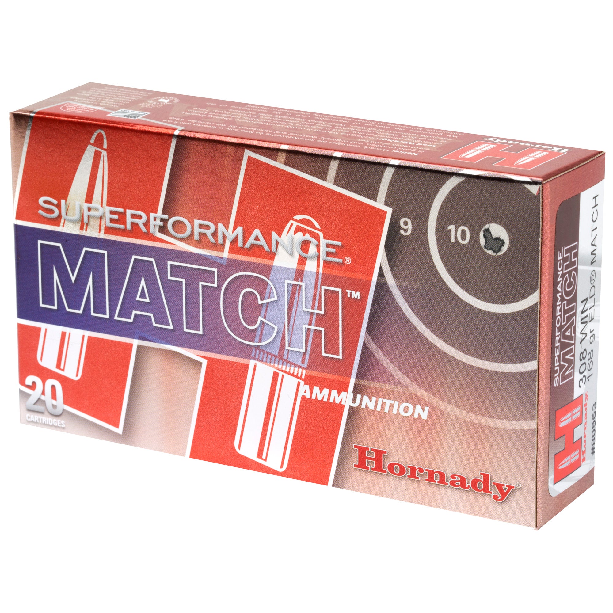Hornady Superformance Match 168 Grain ELD Match Ammo for 308 Winchester - High-Performance Precision Rounds