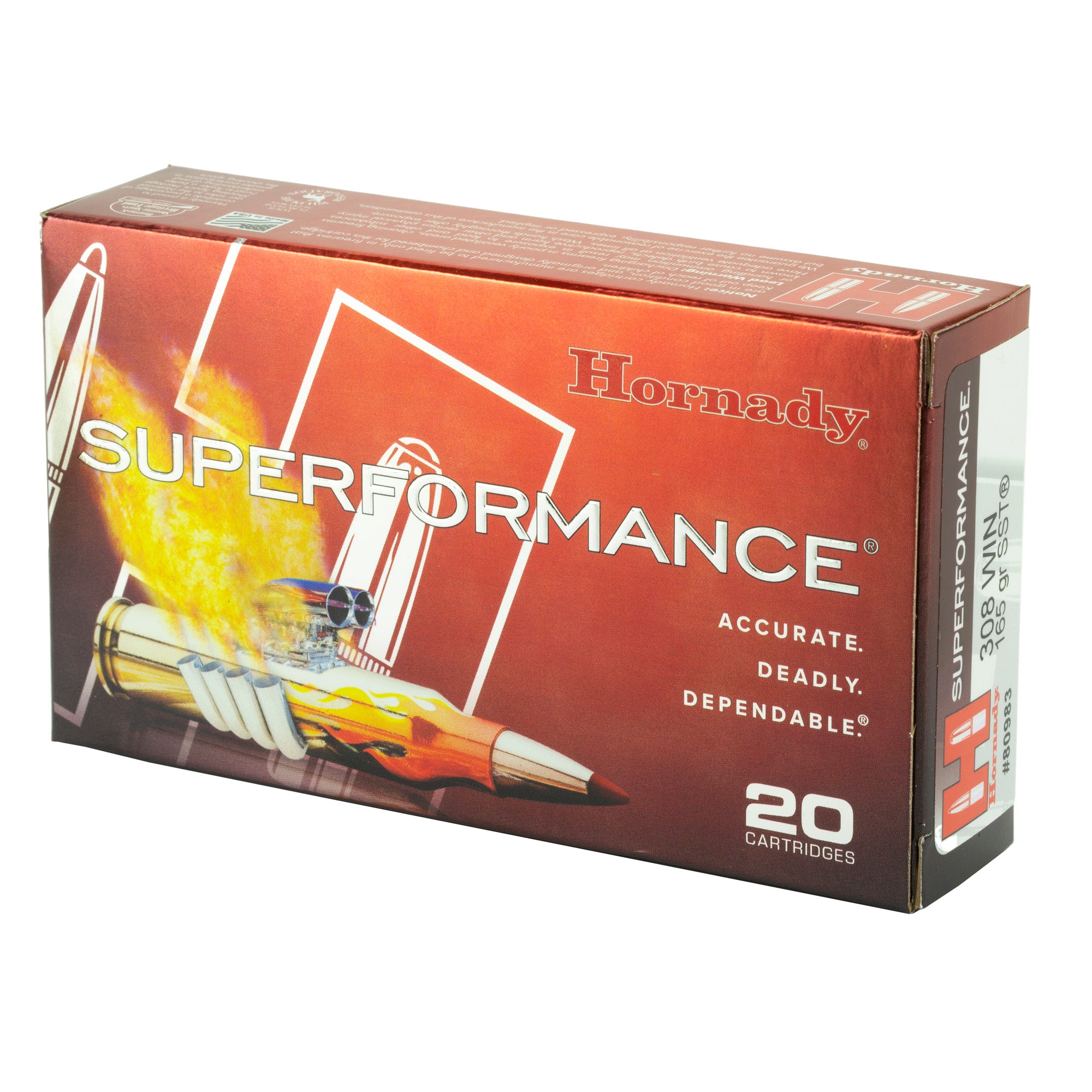 Hornady Superformance 308 Winchester 165 Grain SST Ammunition (20 Rounds per Box)