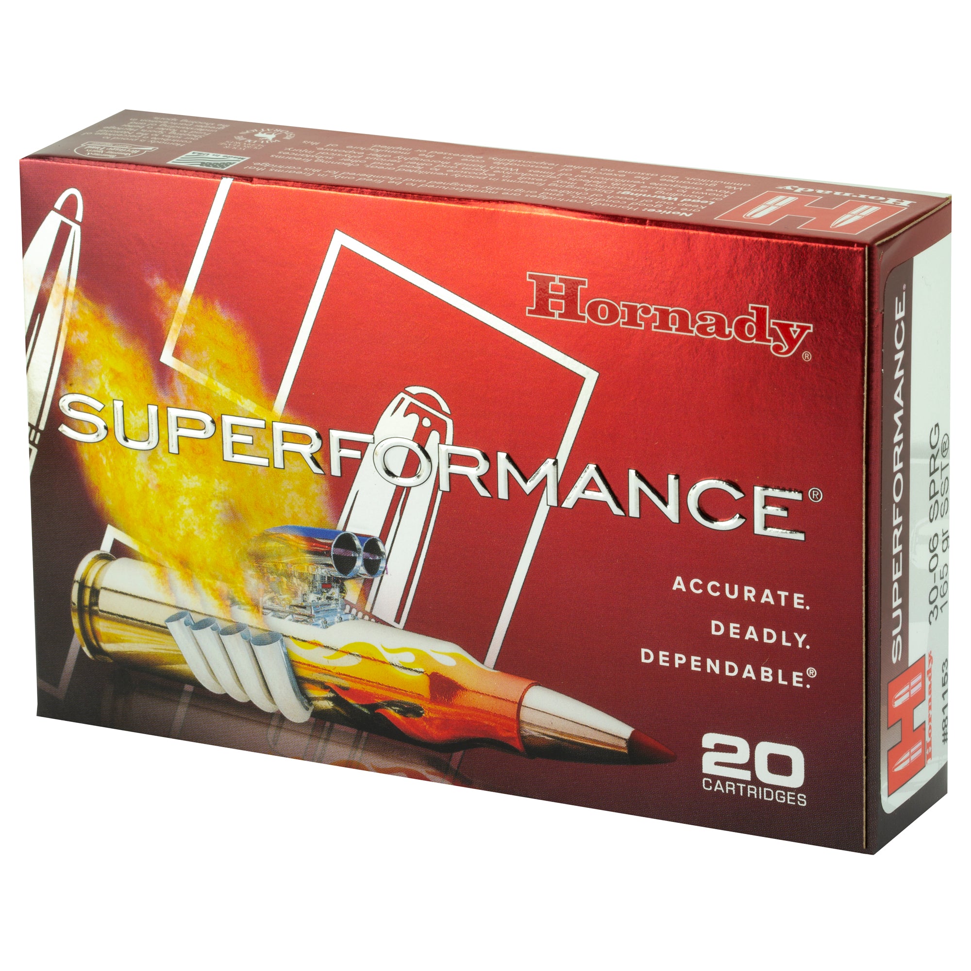 Hornady Superformance 30-06 Springfield 165 Grain SST Ammunition (20 rounds per box, 200 per case)