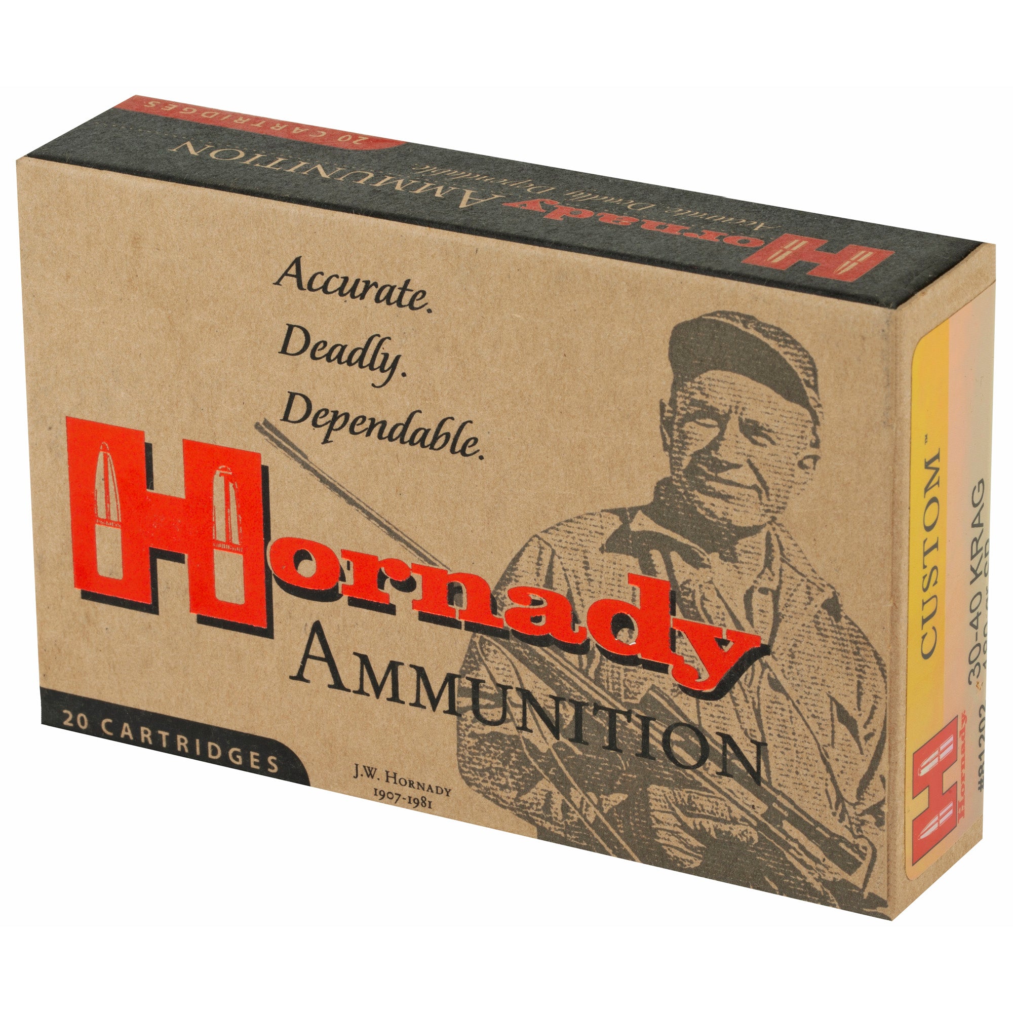 Hornady Custom Soft Point Ammunition for 30-40 Krag, 180 Grain, Box of 20