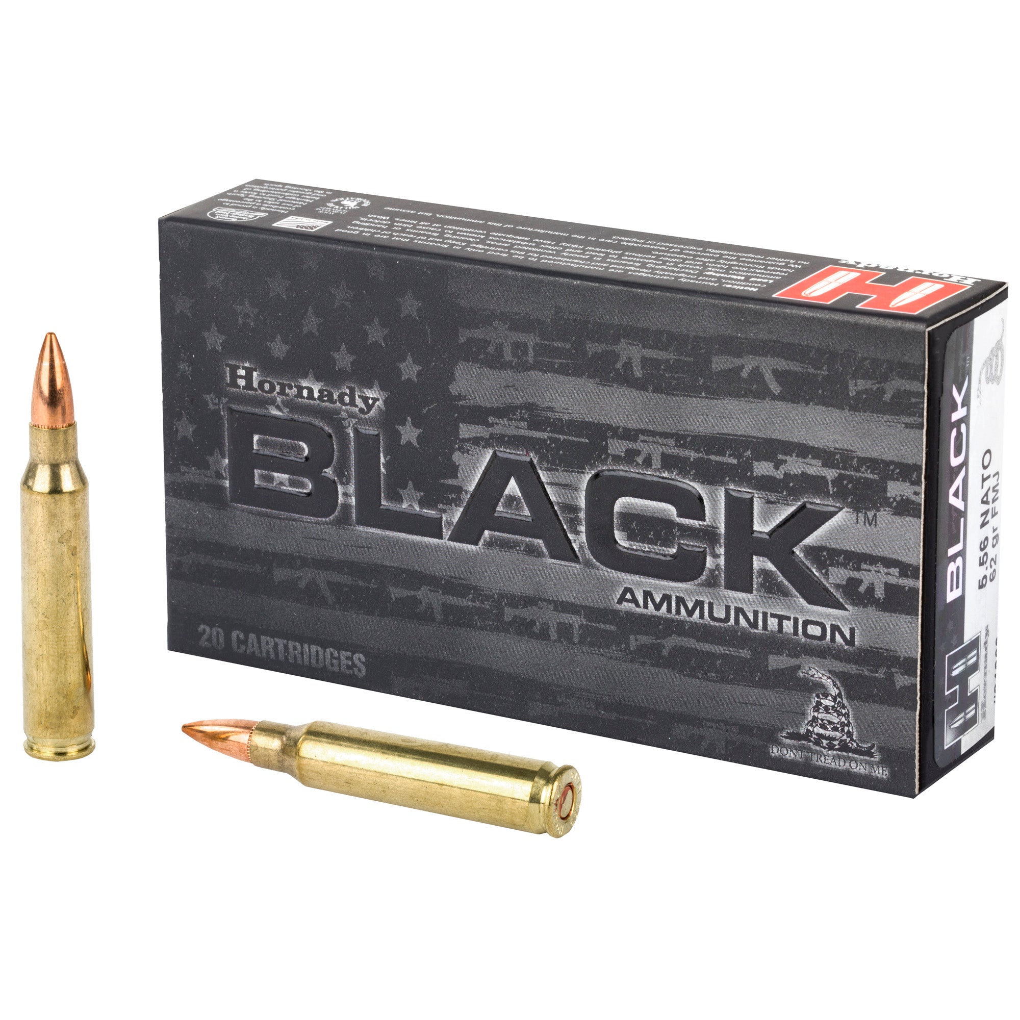 Hornady Black 556 NATO 62 Grain FMJ Ammunition – 20 Rounds Per Box