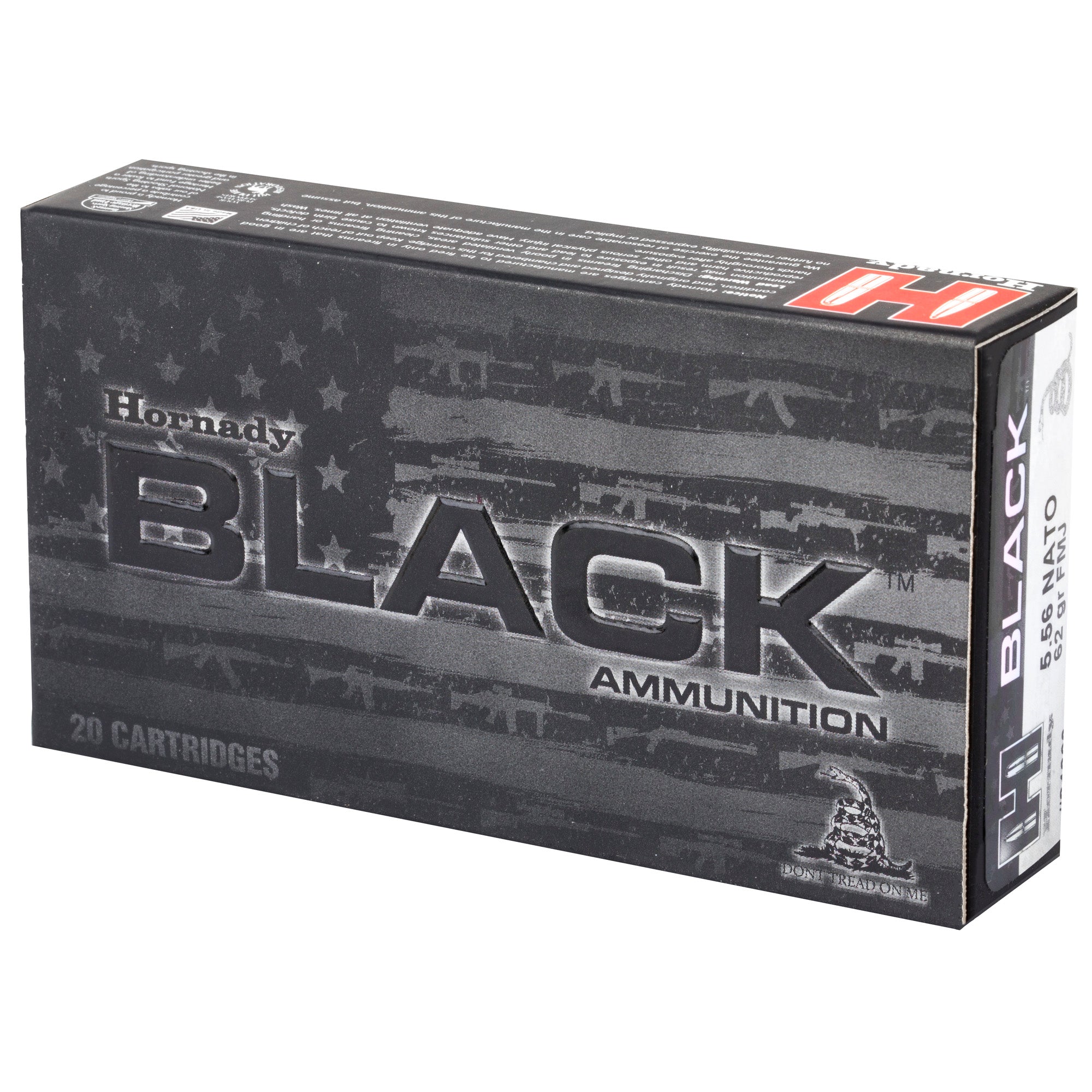Hornady Black 556 NATO 62 Grain FMJ Ammunition – 20 Rounds Per Box