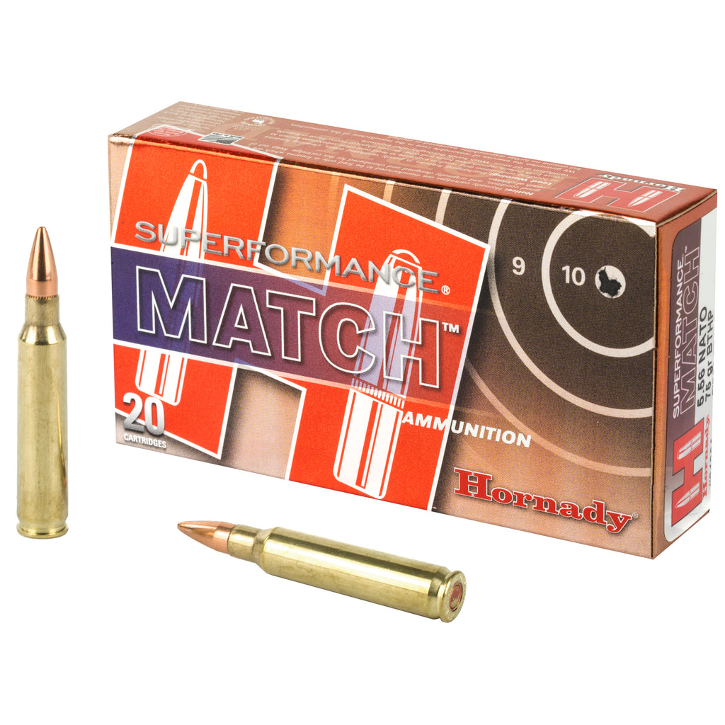 Hornady Superformance Match 556 NATO 75 Grain Boat Tail Hollow Point Ammunition