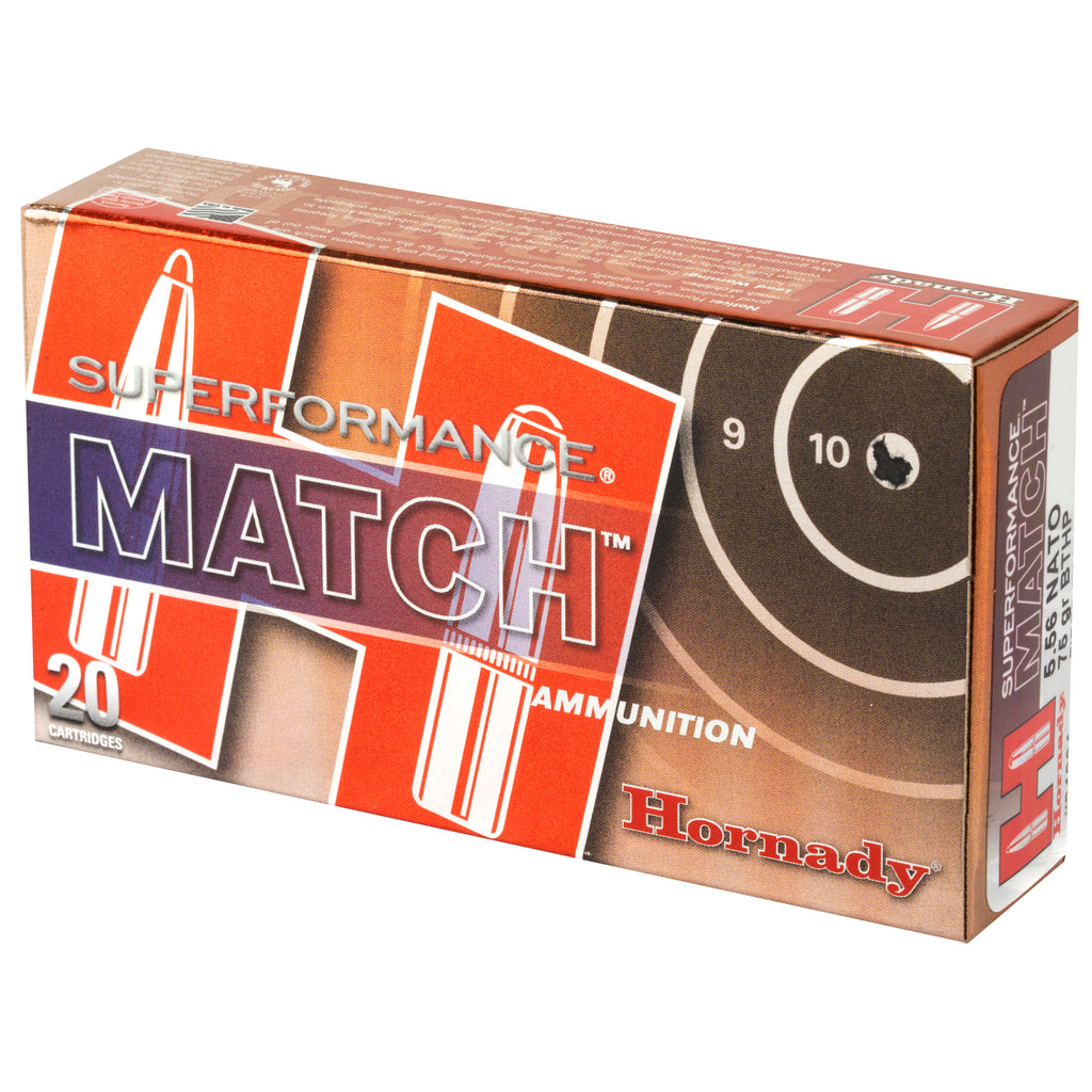 Hornady Superformance Match 556 NATO 75 Grain Boat Tail Hollow Point Ammunition