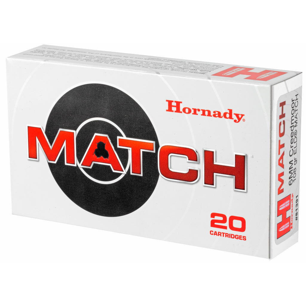Hornady 6mm Creedmoor ELD Match 108 Grain Rifle Ammunition (20 Rounds per Box)