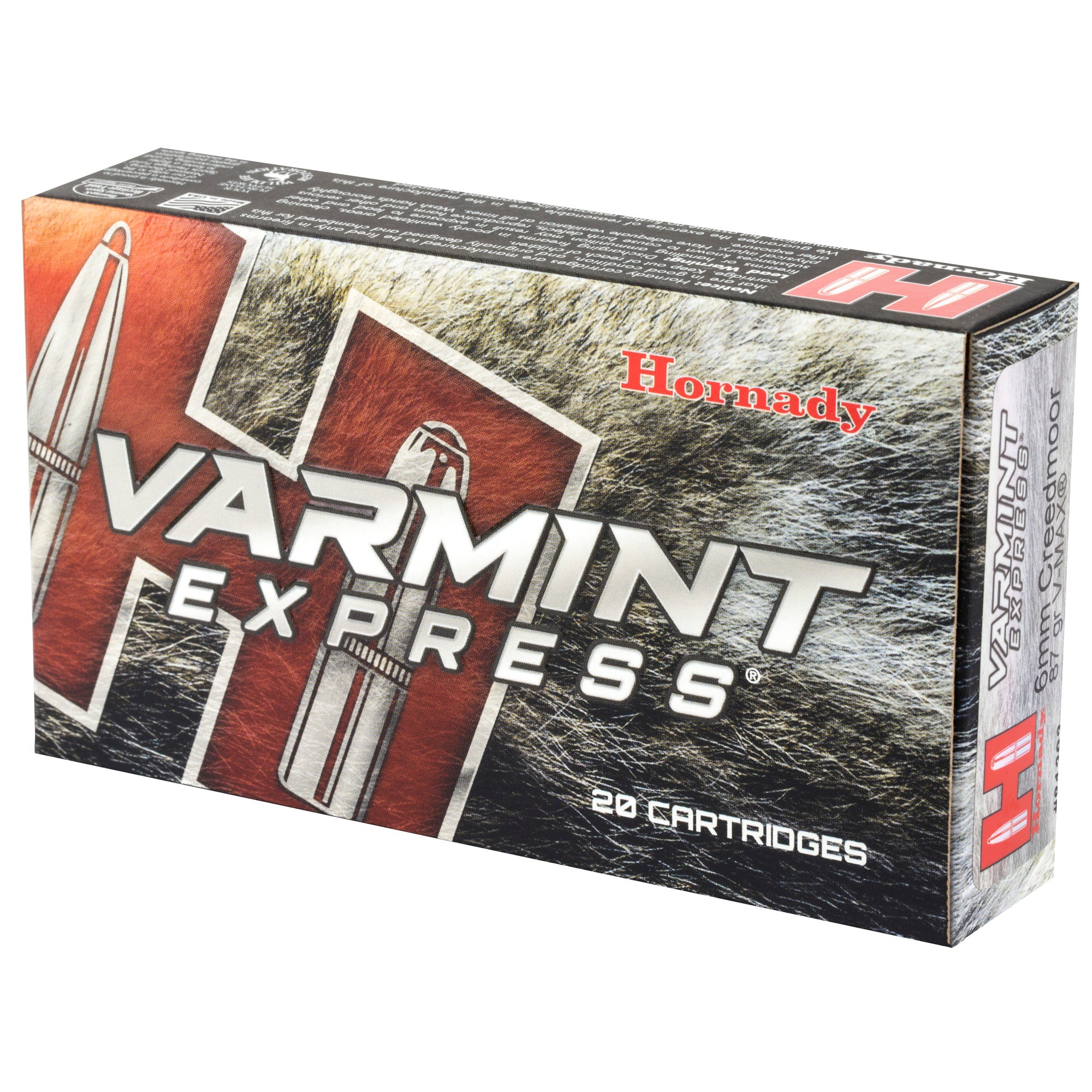 Hornady Varmint Express 6mm Creedmoor V-Max Ammunition – 87 Grain, Box of 20