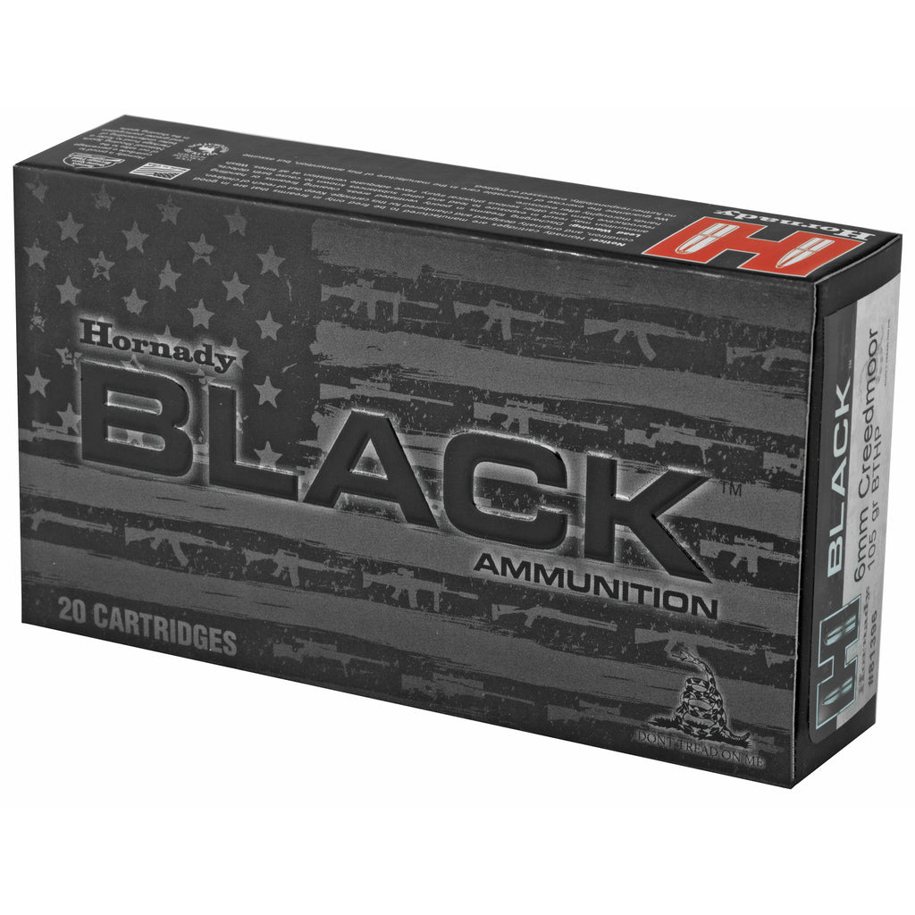 Hornady Black 6mm Creedmoor 105 Grain Boat Tail Hollow Point Ammunition (20/200)