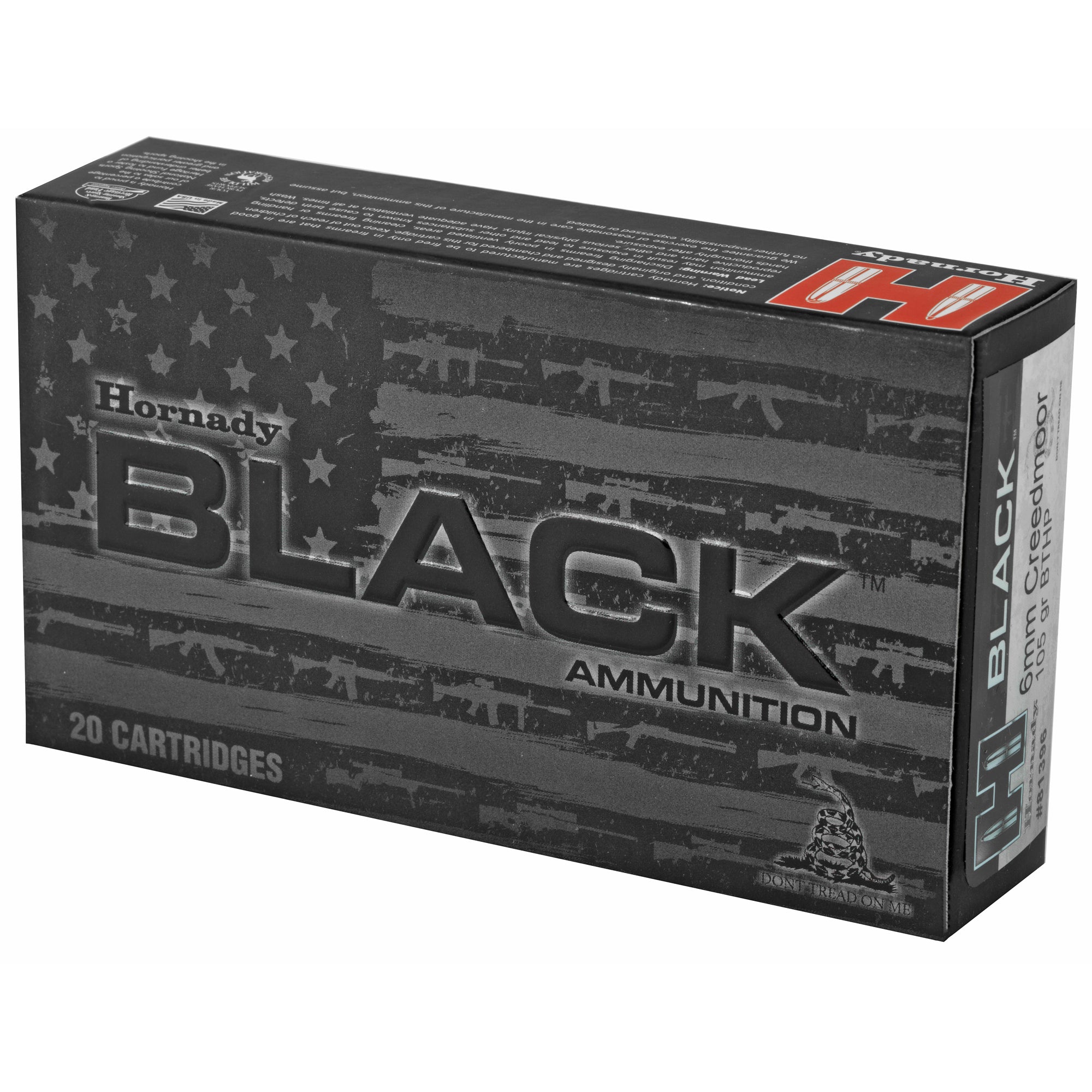 Hornady Black 6mm Creedmoor 105 Grain Boat Tail Hollow Point Ammunition (20/200)