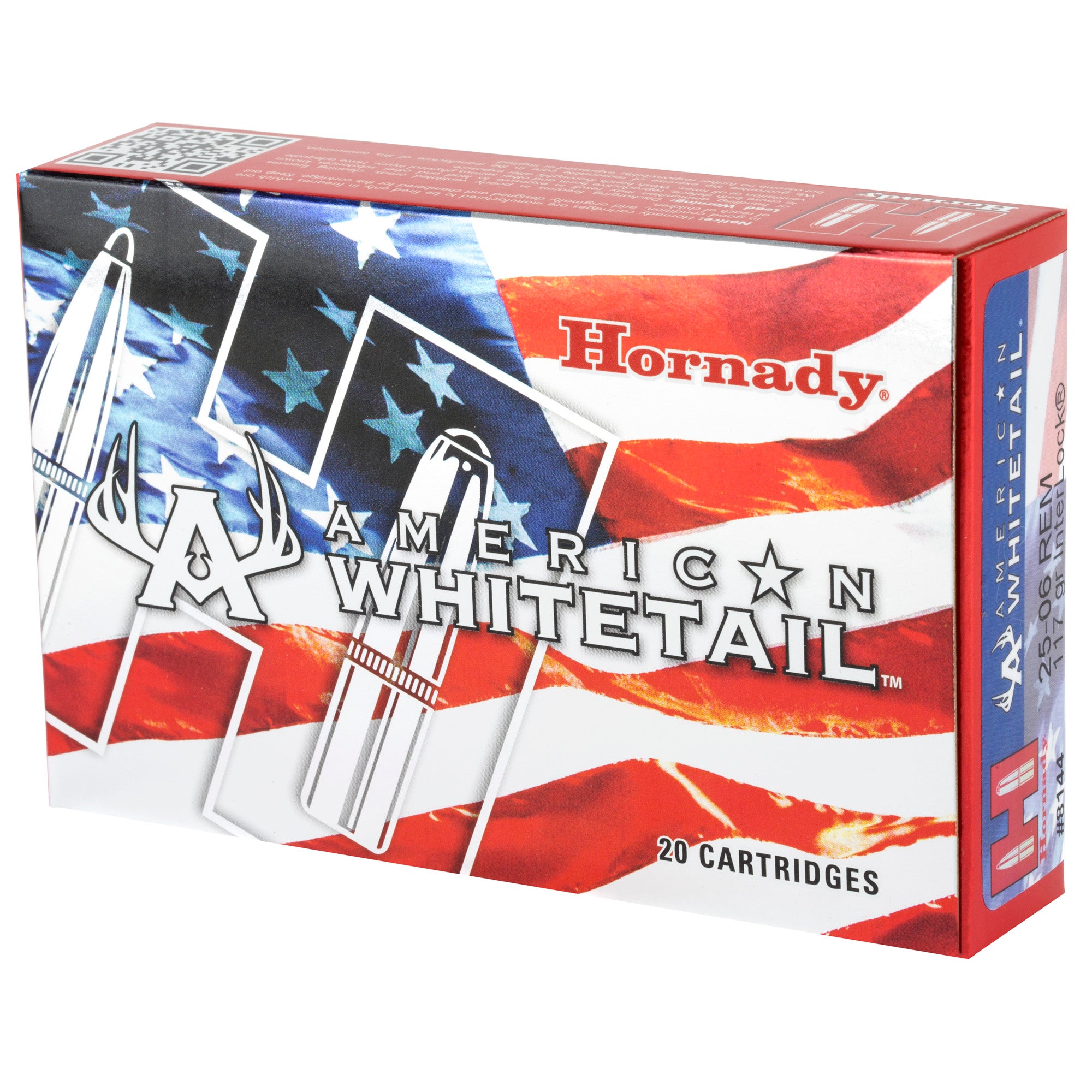 Hornady American Whitetail 25-06 Remington 117 Grain InterLock Rifle Ammunition - Box of 20