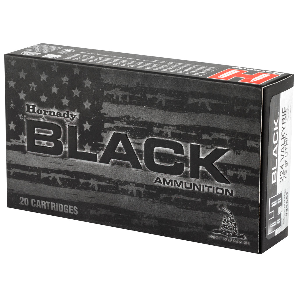 Hornady Black 224 Valkyrie 75 Grain Boat Tail Hollow Point Ammunition - 20 Rounds Per Box