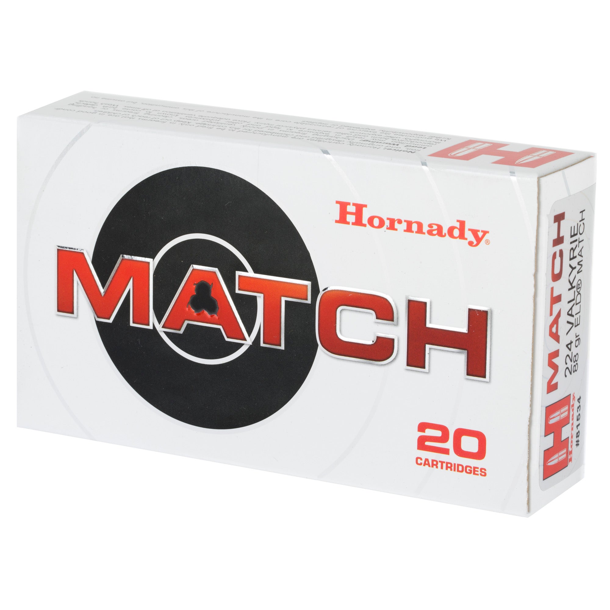 Hornady 224 Valkyrie ELD Match 88 Grain Ammunition - Precision Rifle Cartridge