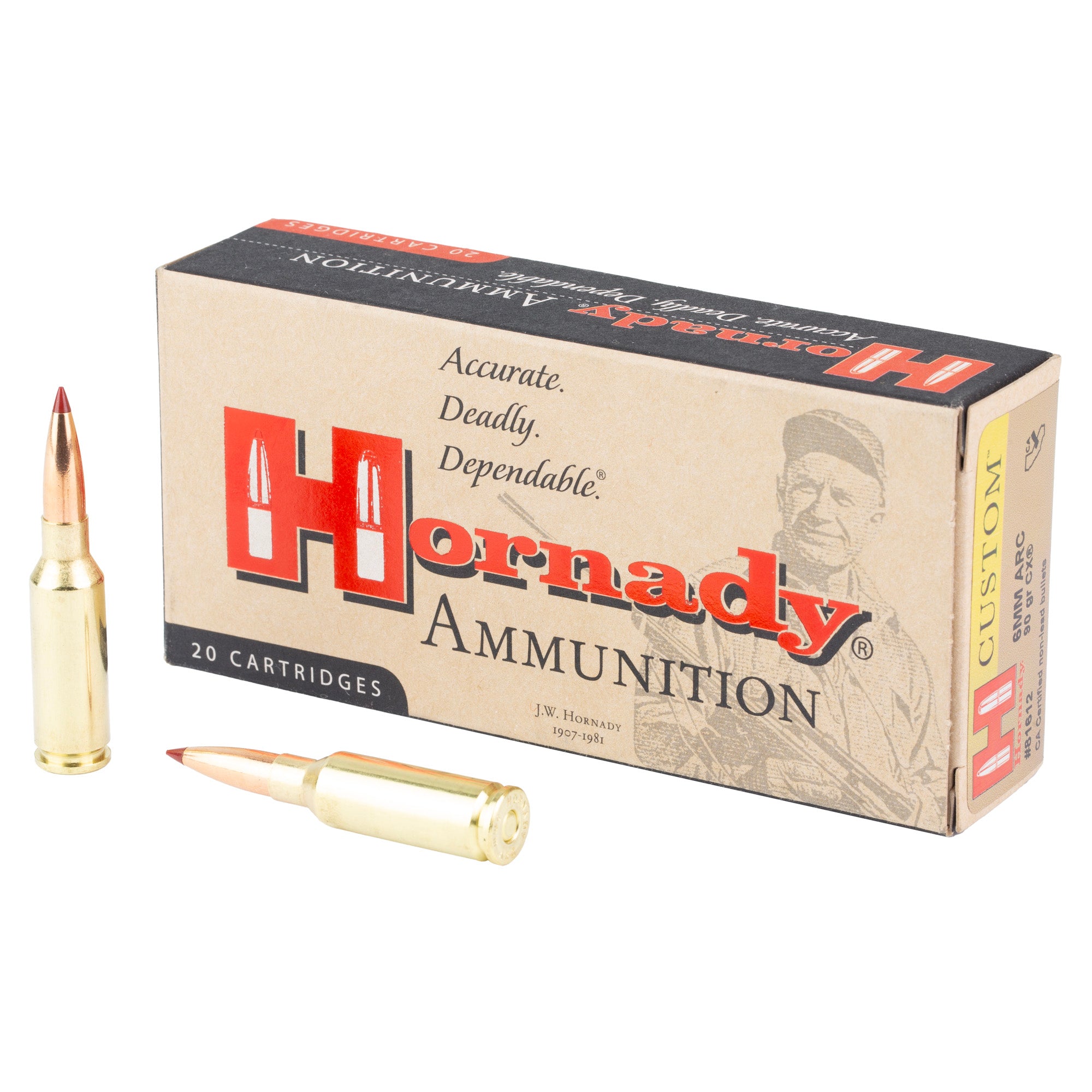 Hornady Custom 6MM ARC 90-Grain CX Rifle Ammunition (20 Rounds)