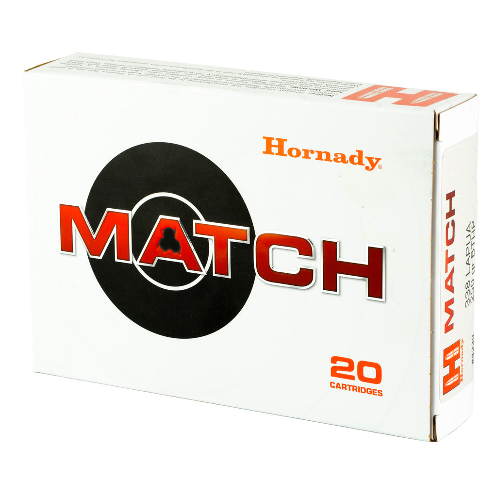 Hornady Match 338 Lapua 250 Grain Boat Tail Hollow Point Ammunition (20/120) - Precision Shooting