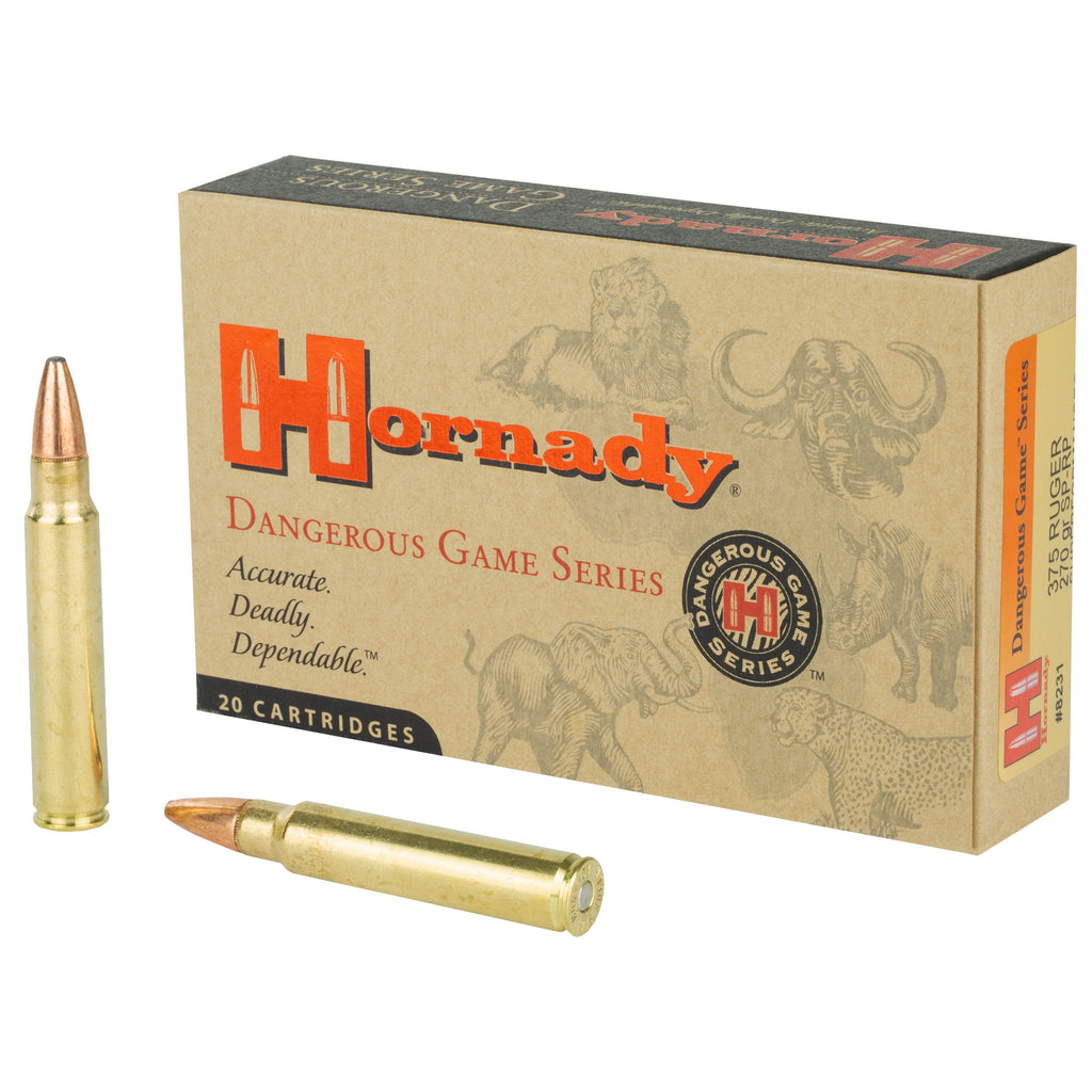 Hornady Dangerous Game Series 375 Ruger Soft Point Ammunition, 270 Grain - 20 Rounds per Box