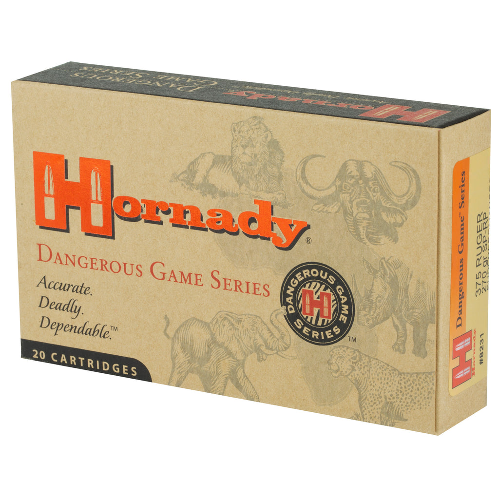 Hornady Dangerous Game Series 375 Ruger Soft Point Ammunition, 270 Grain - 20 Rounds per Box