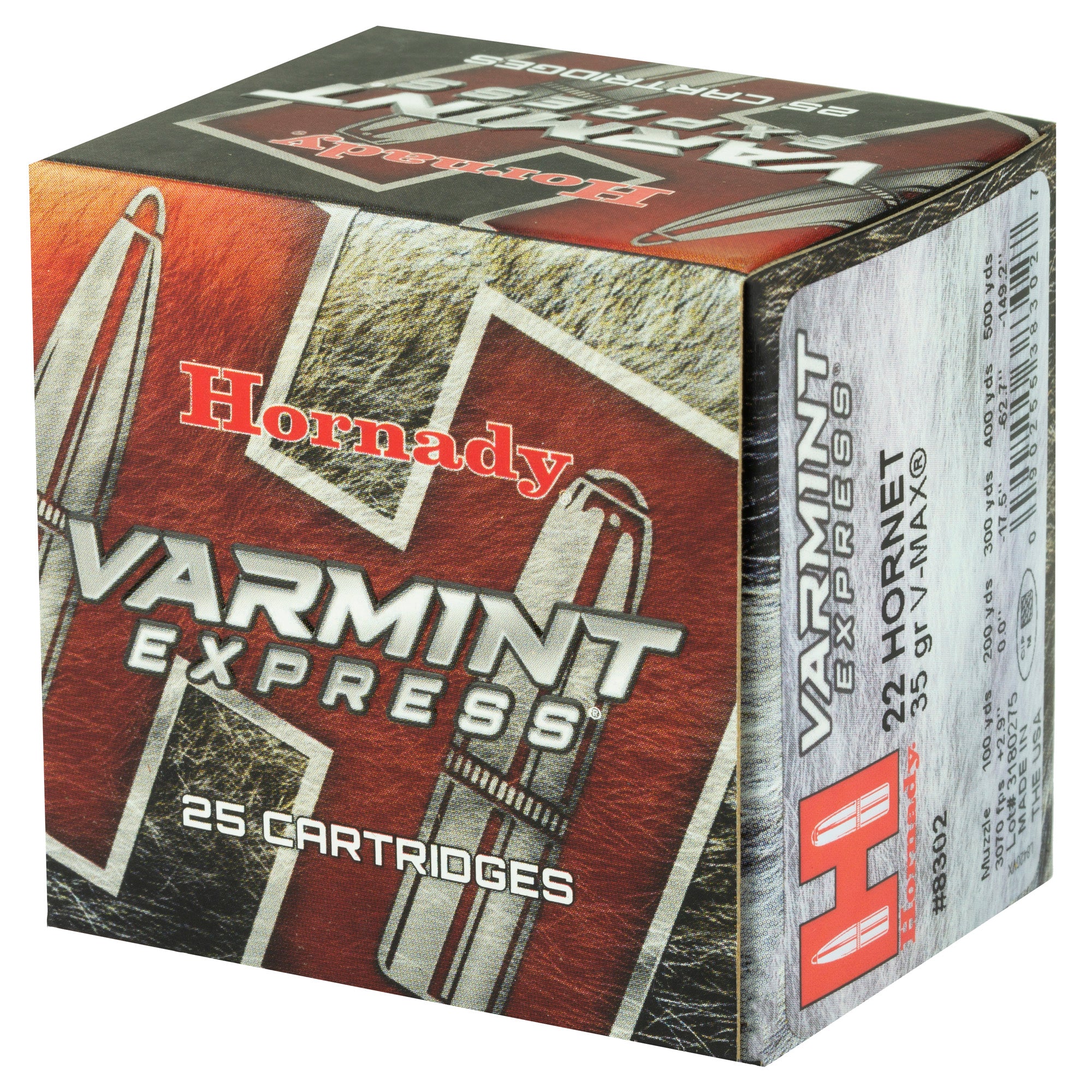 Hornady Varmint Express 22 Hornet 35 Grain V-Max Ammunition – 25 Rounds per Box