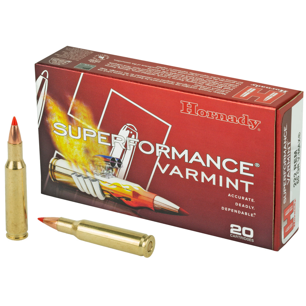 Hornady Superformance Varmint .222 Remington 50 Grain V-Max Bullets, 20 Count Box